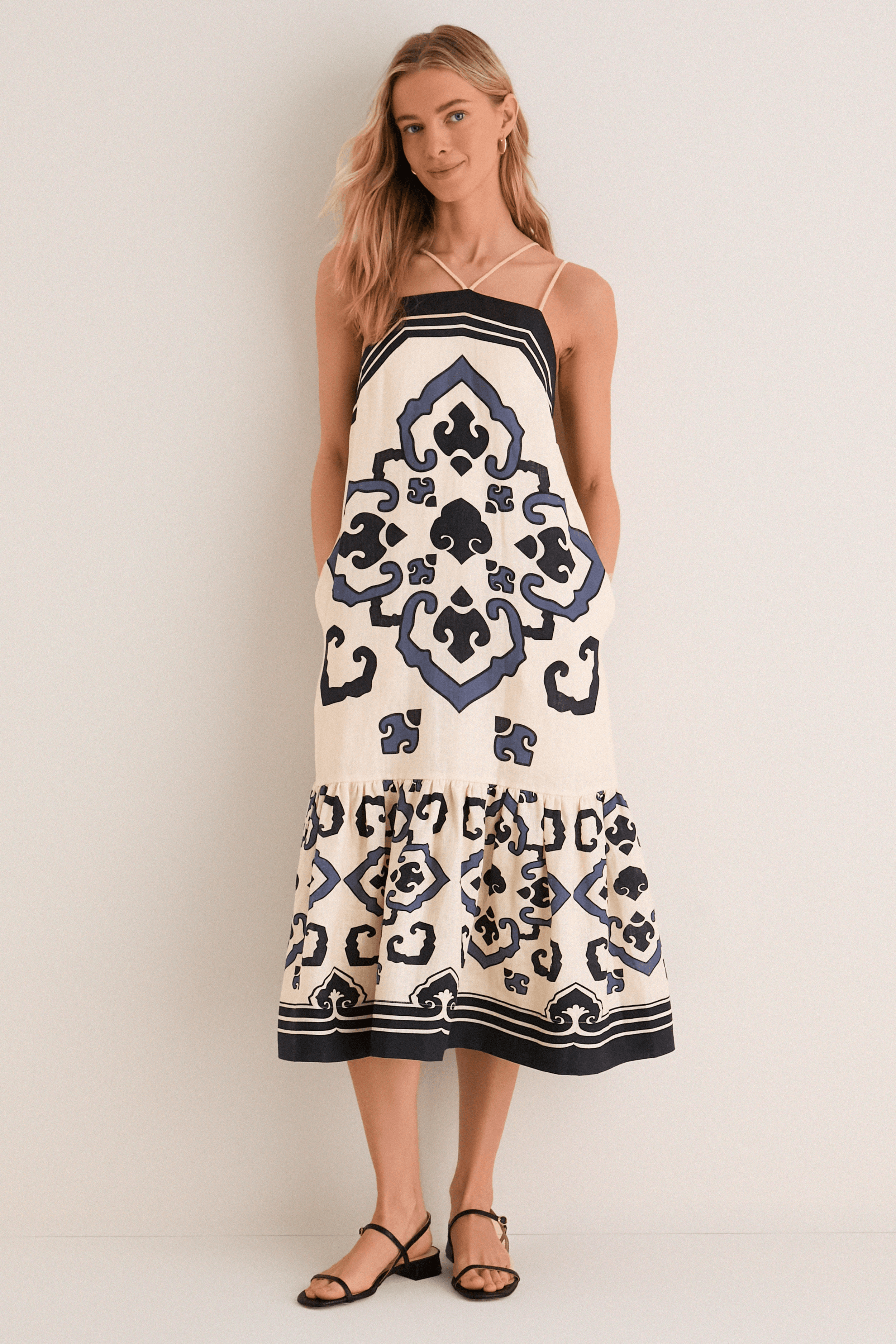 Exclusive Cream Blaise Print Spaghetti Strap Dress - Image 1