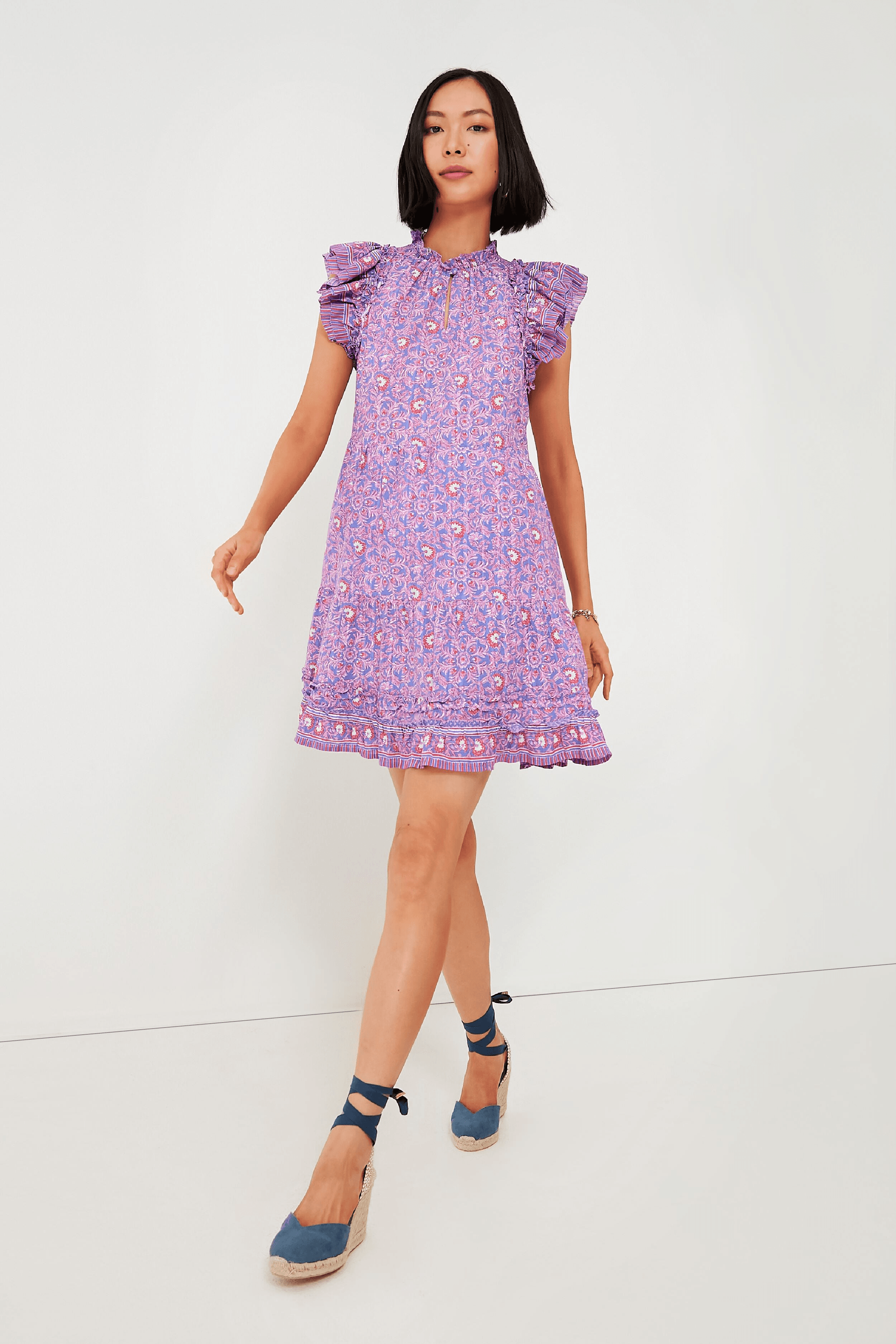 Violet Katama Print Ruffle Dress - Image 1