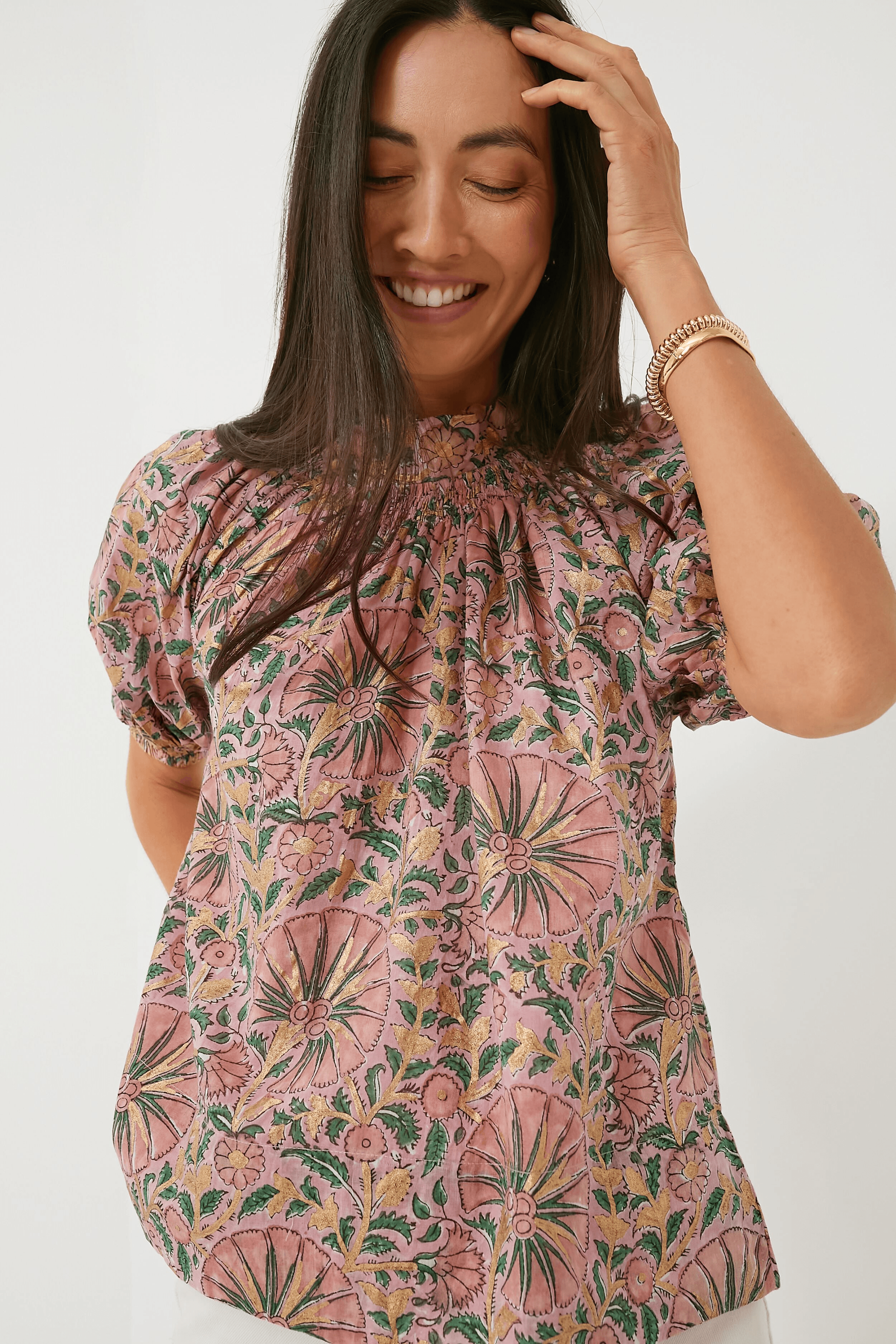 Smocked Neck Top - Image 1