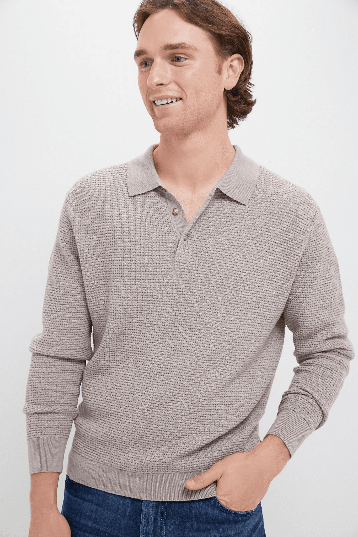 Merino Waffle Polo - Image 1