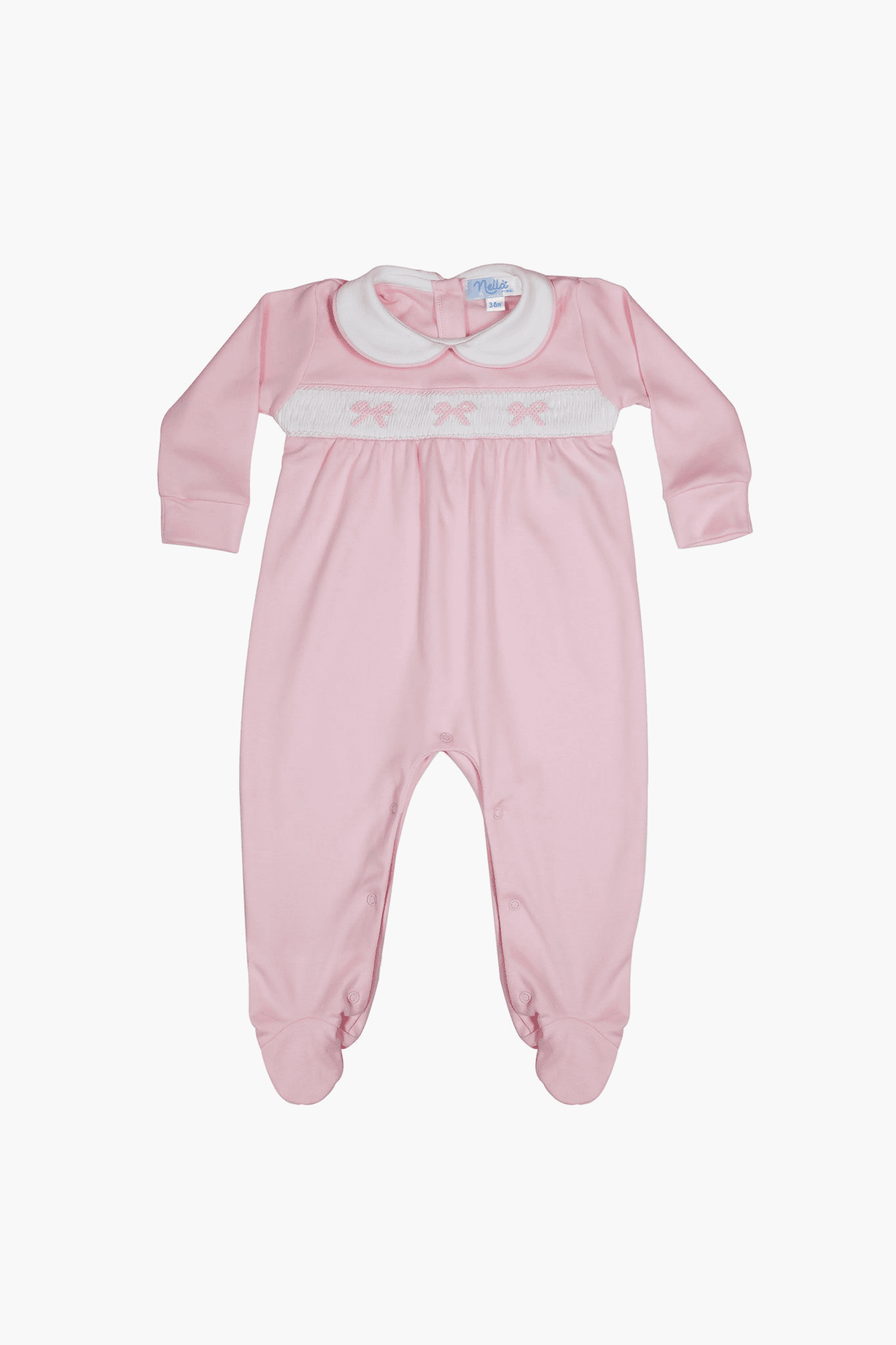 Bows Smocked Baby Girl Footie - Image 1