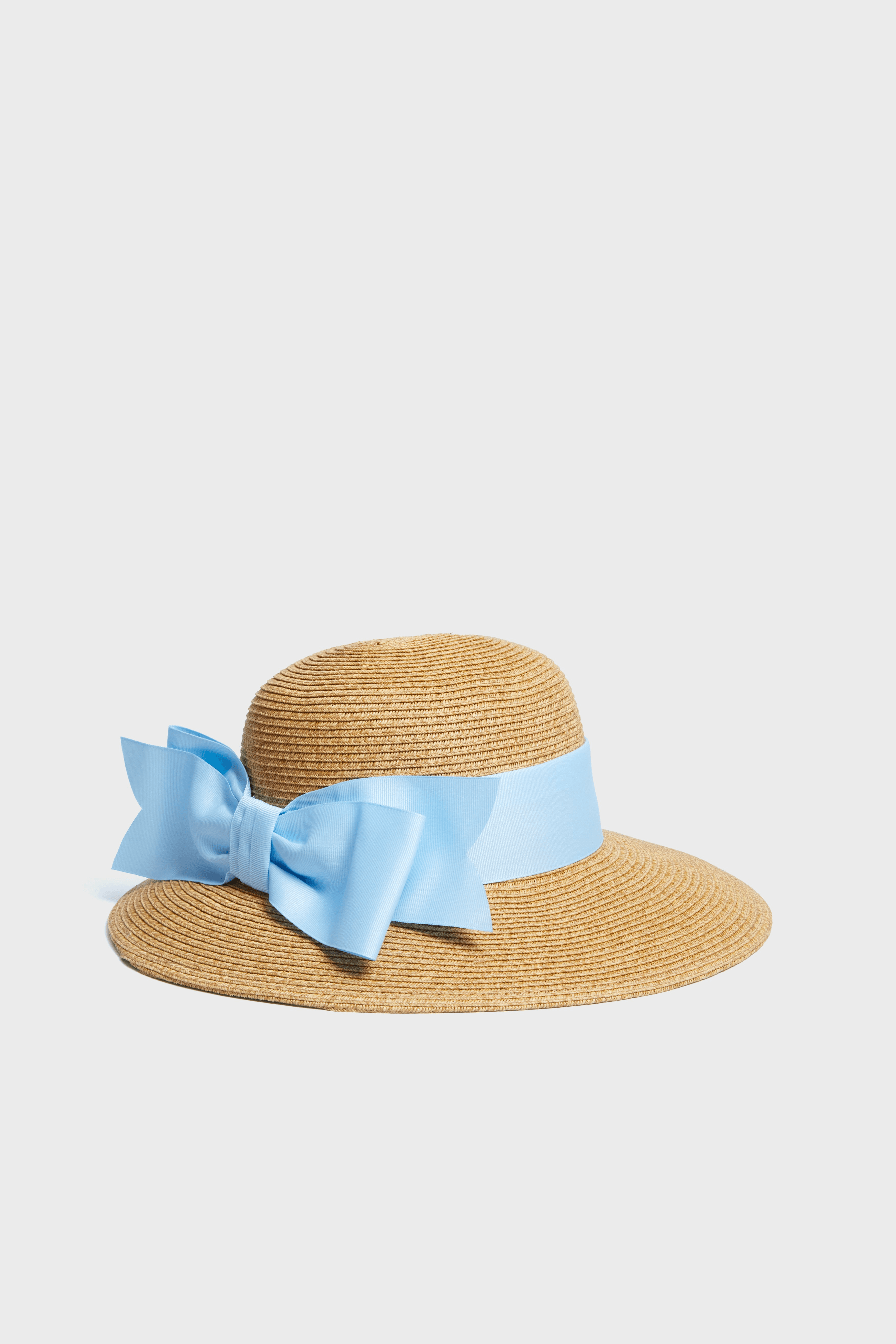 Exclusive Blue Packable Wide Bow Sunhat - Image 1