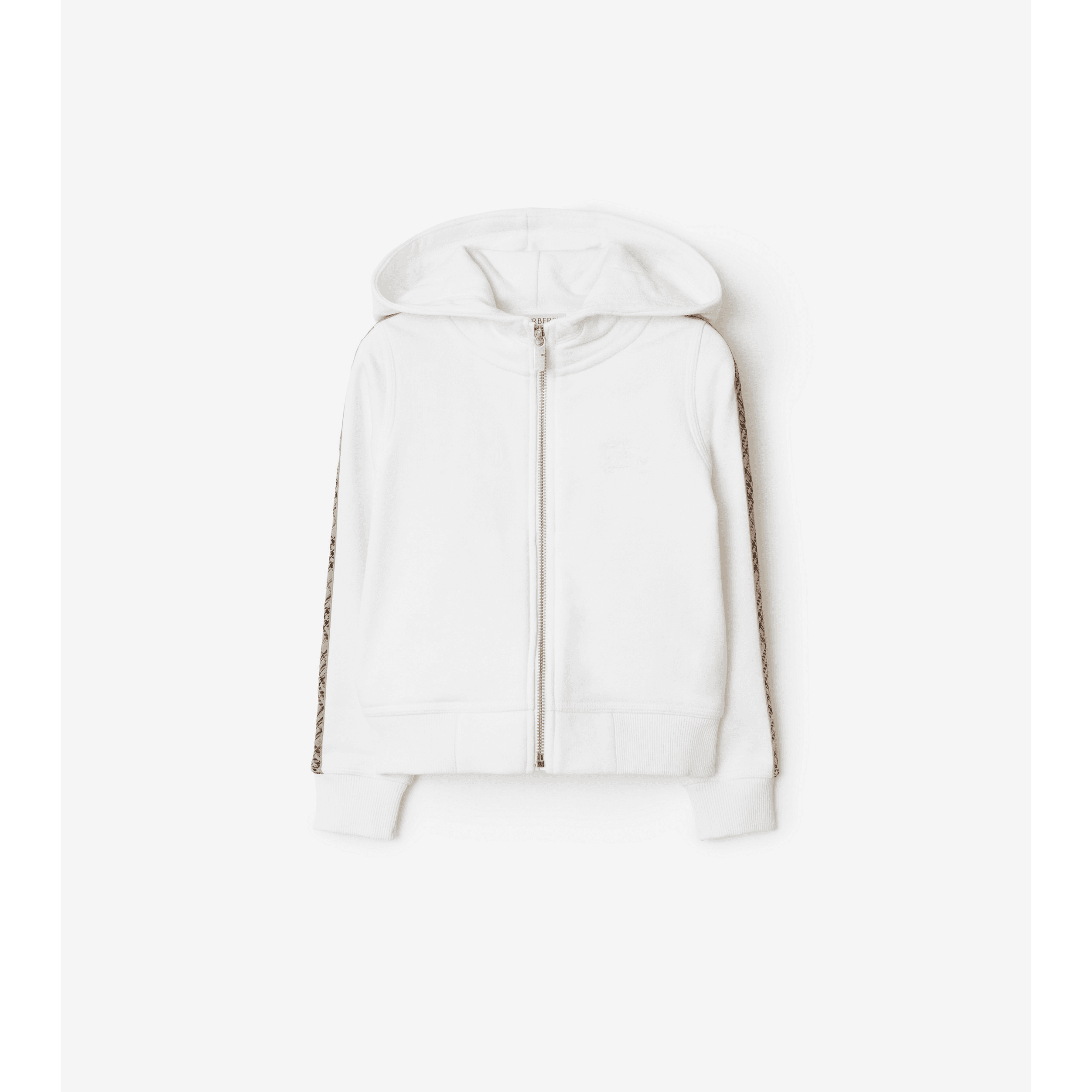 Check Trim Cotton Zip Hoodie - Image 1