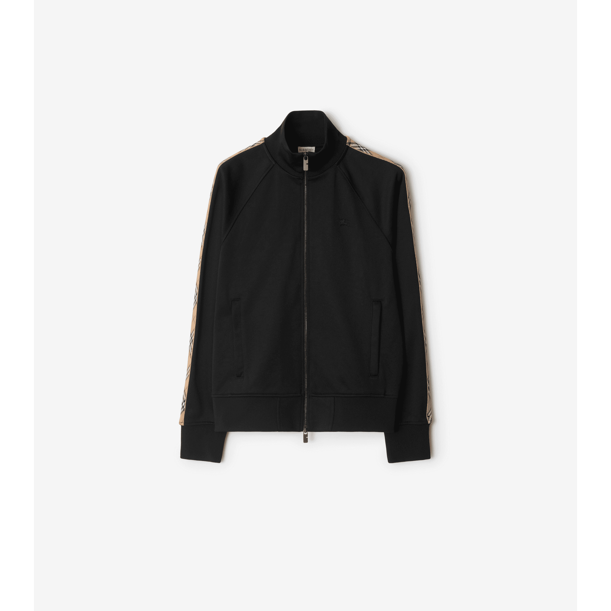 Check Trim Cotton Blend Track Jacket - Image 1