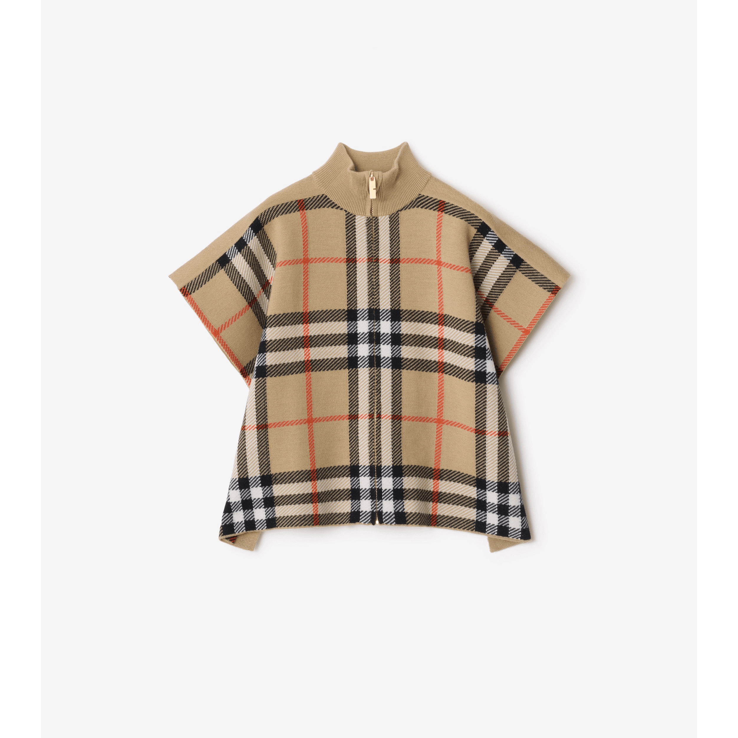 Reversible Check Wool Cape - Image 1