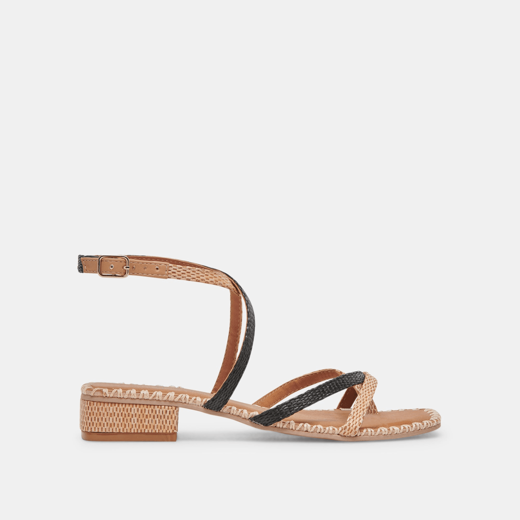 BRINN SANDALS BLACK NATURAL RAFFIA - re:vita - Image 1