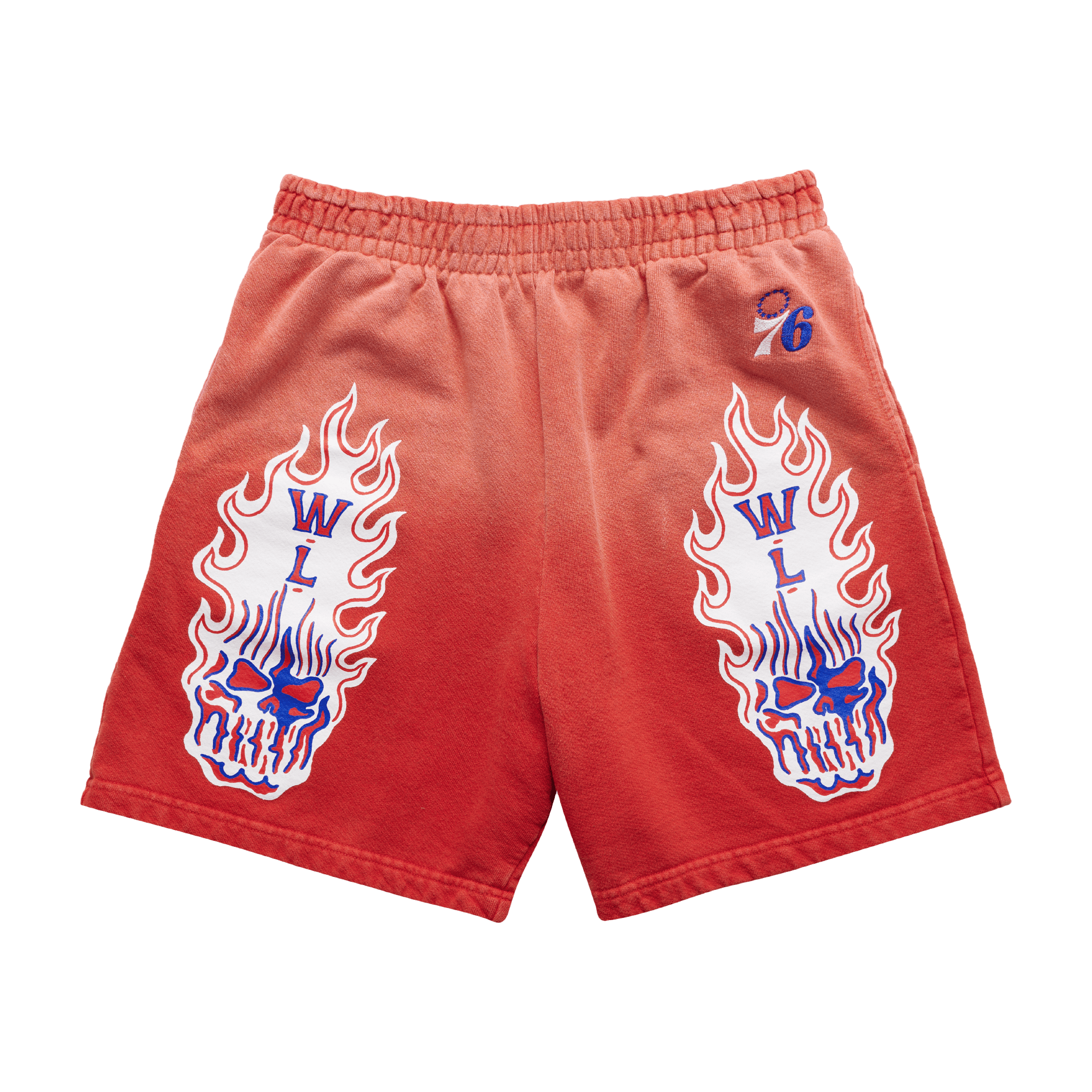 Philadelphia 76ers Flaming Skull Shorts - Image 1