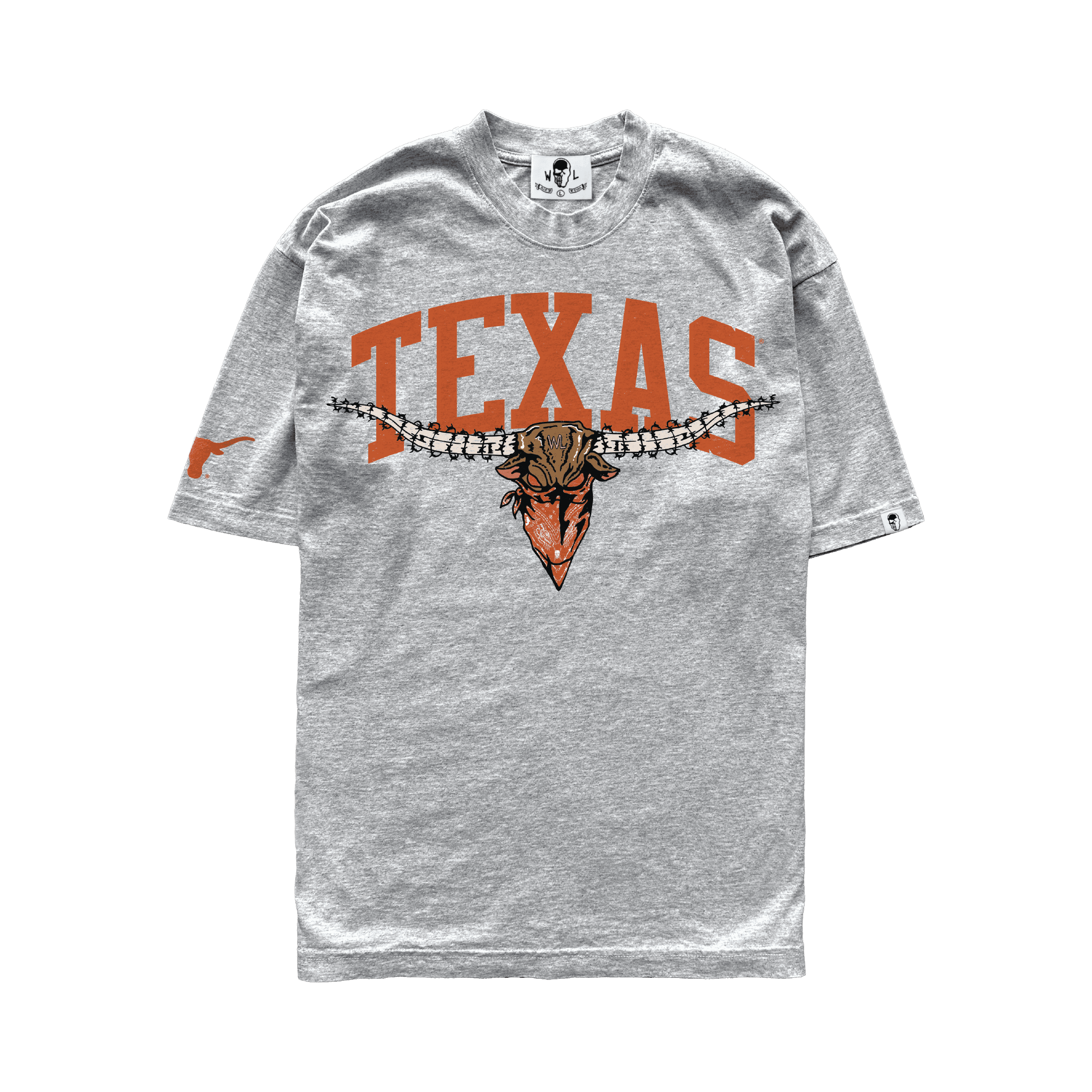 Texas Barbed Longhorn T-Shirt - Ash - Image 1