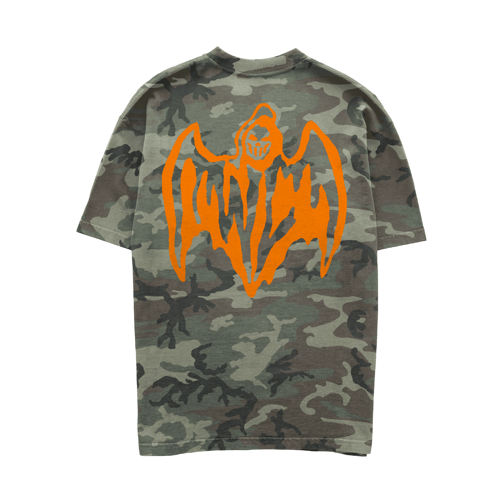 Bat Reaper T-Shirt - Faded Woodland Camo - Image 1