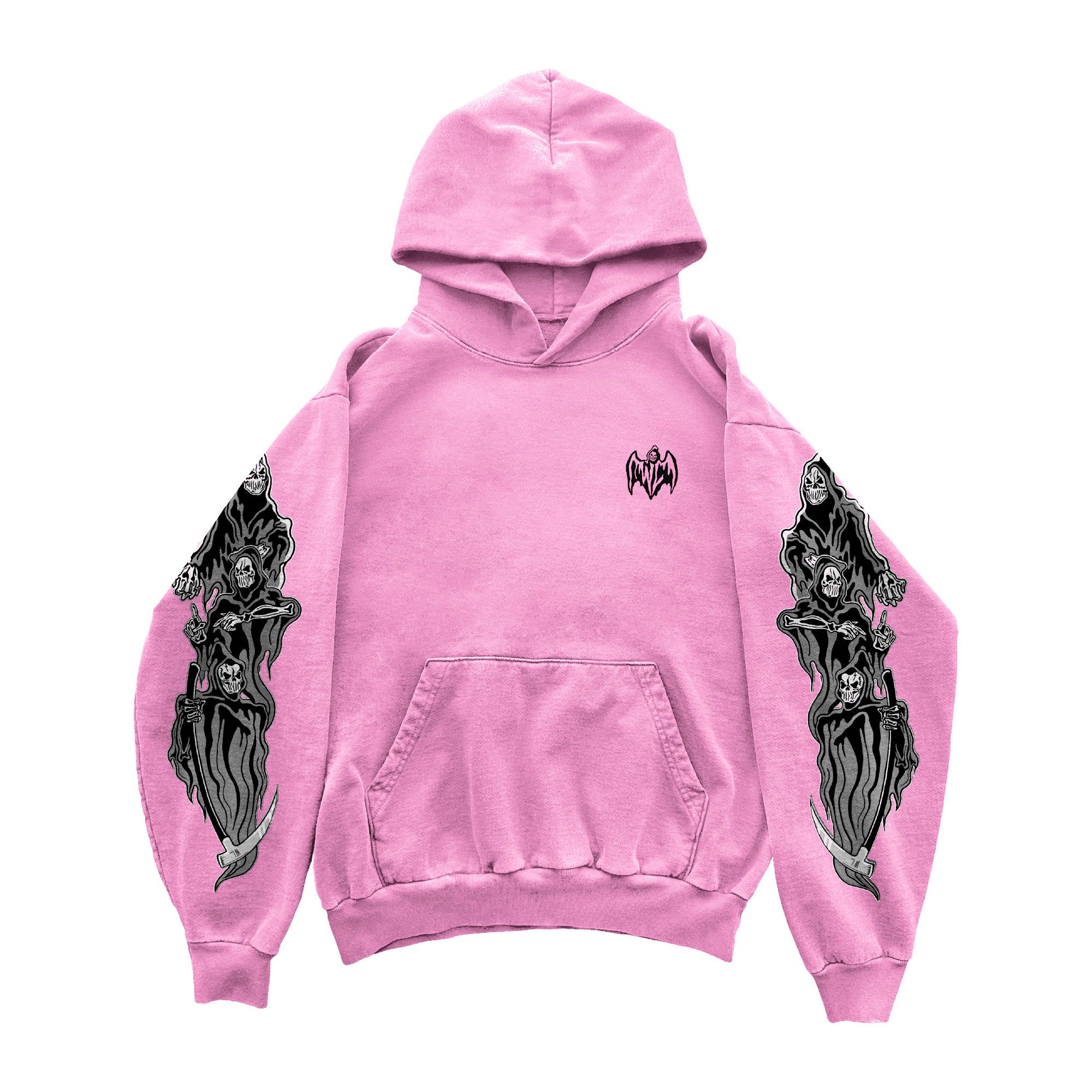 Three Reapers Hoodie - Pink/Grey - Image 1