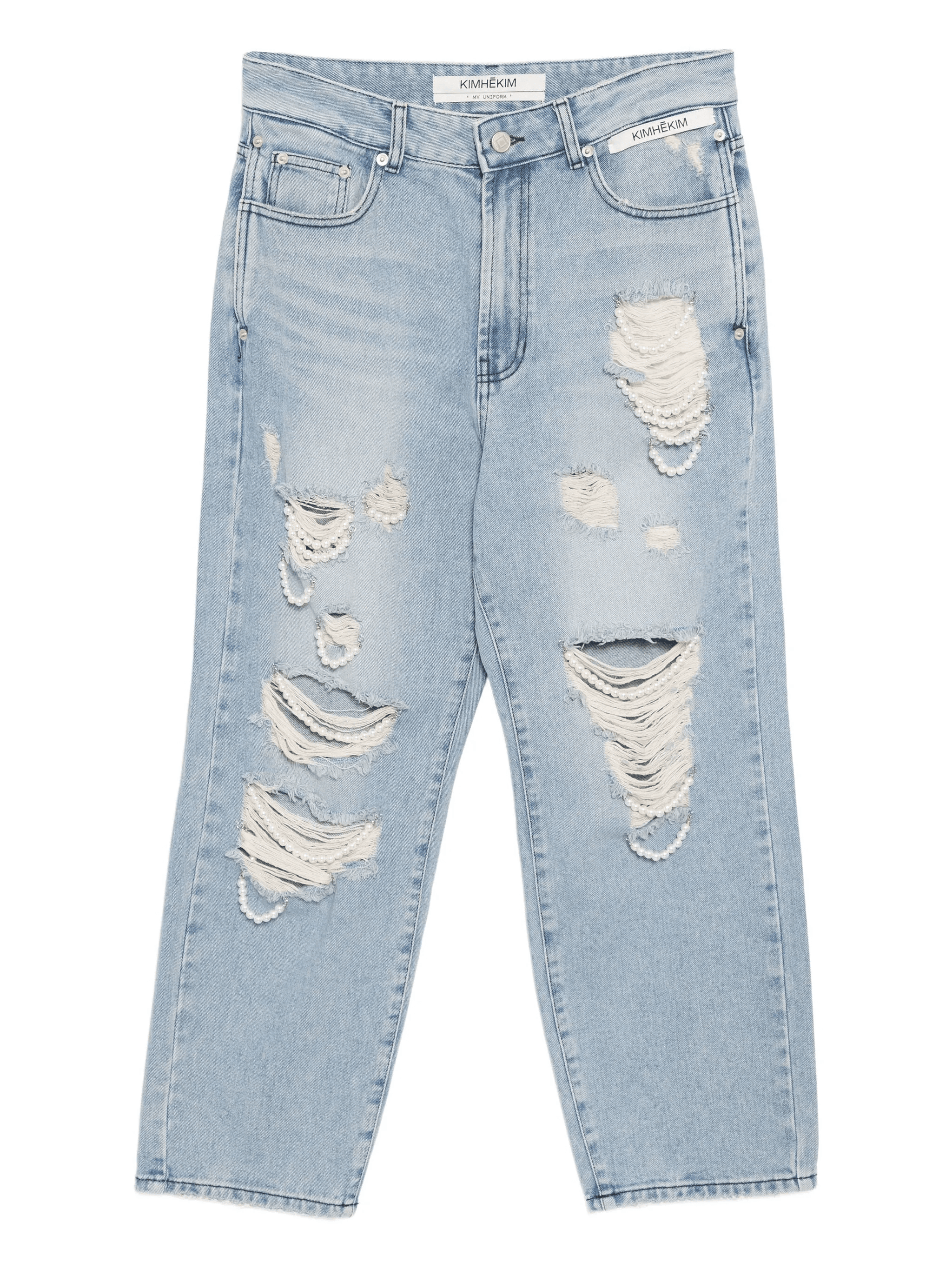 pearl embellished jeans - Image 1