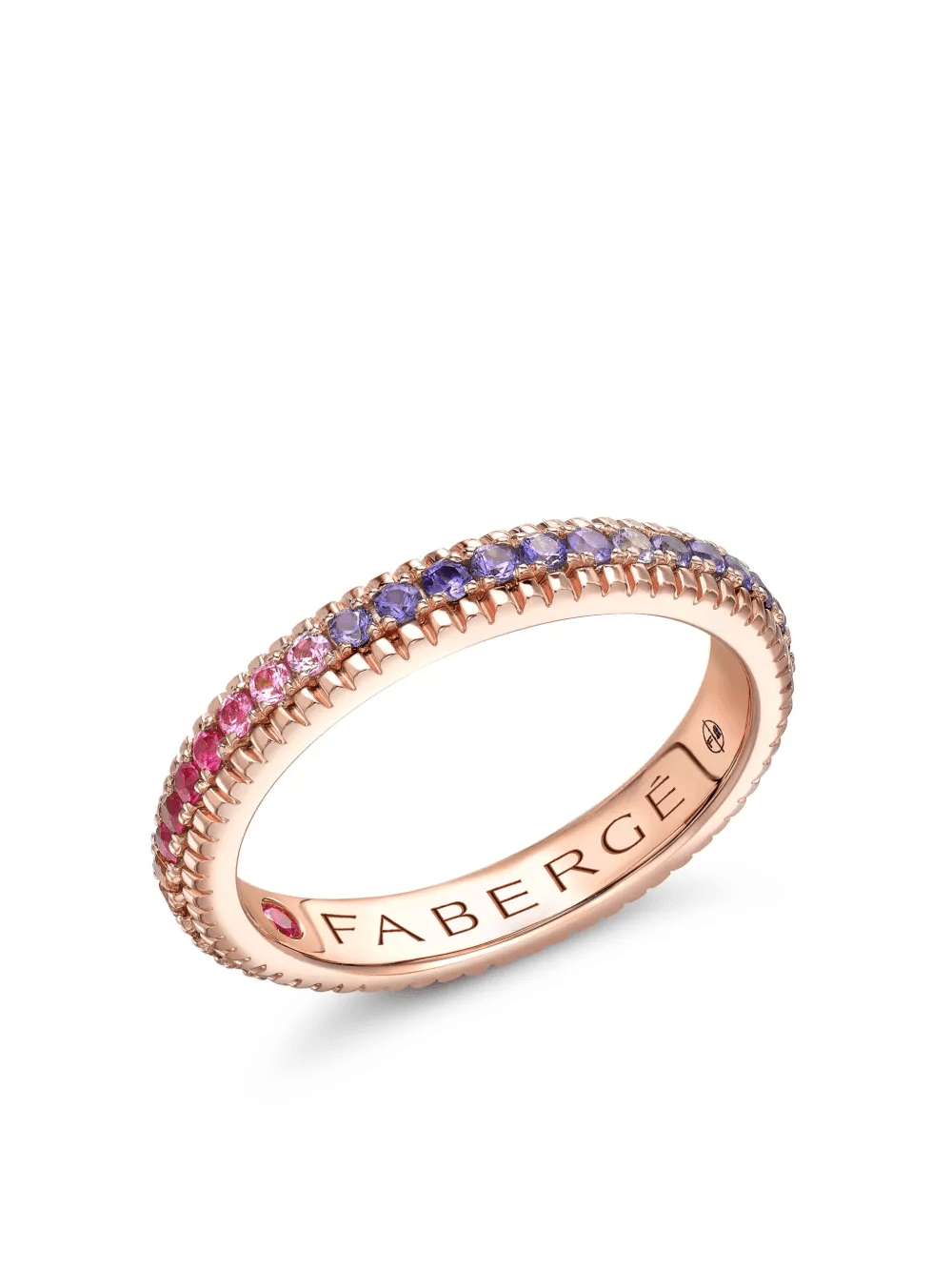 18K rose goldColours of Love Rose Gold Rainbow Multicoloured Gemstone Fluted Eternity multi stone Ring - Image 1