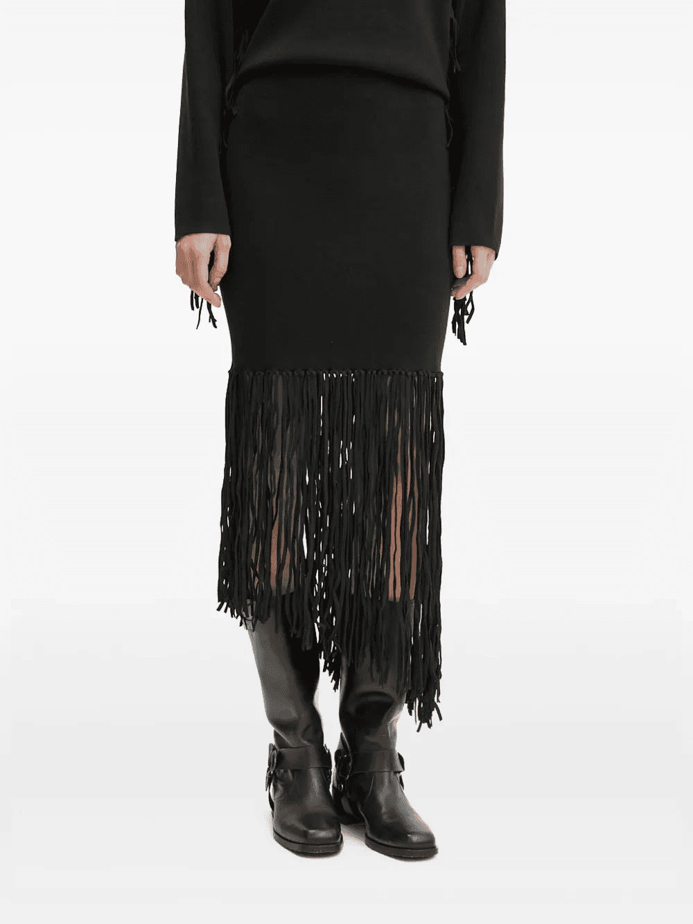 fringe-detail midi skirt - Image 1