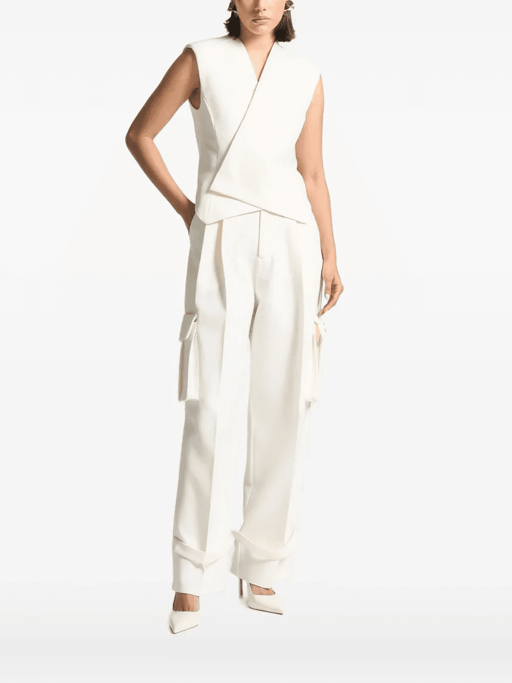 Laurence cream tailored wrap waistcoat - Image 1