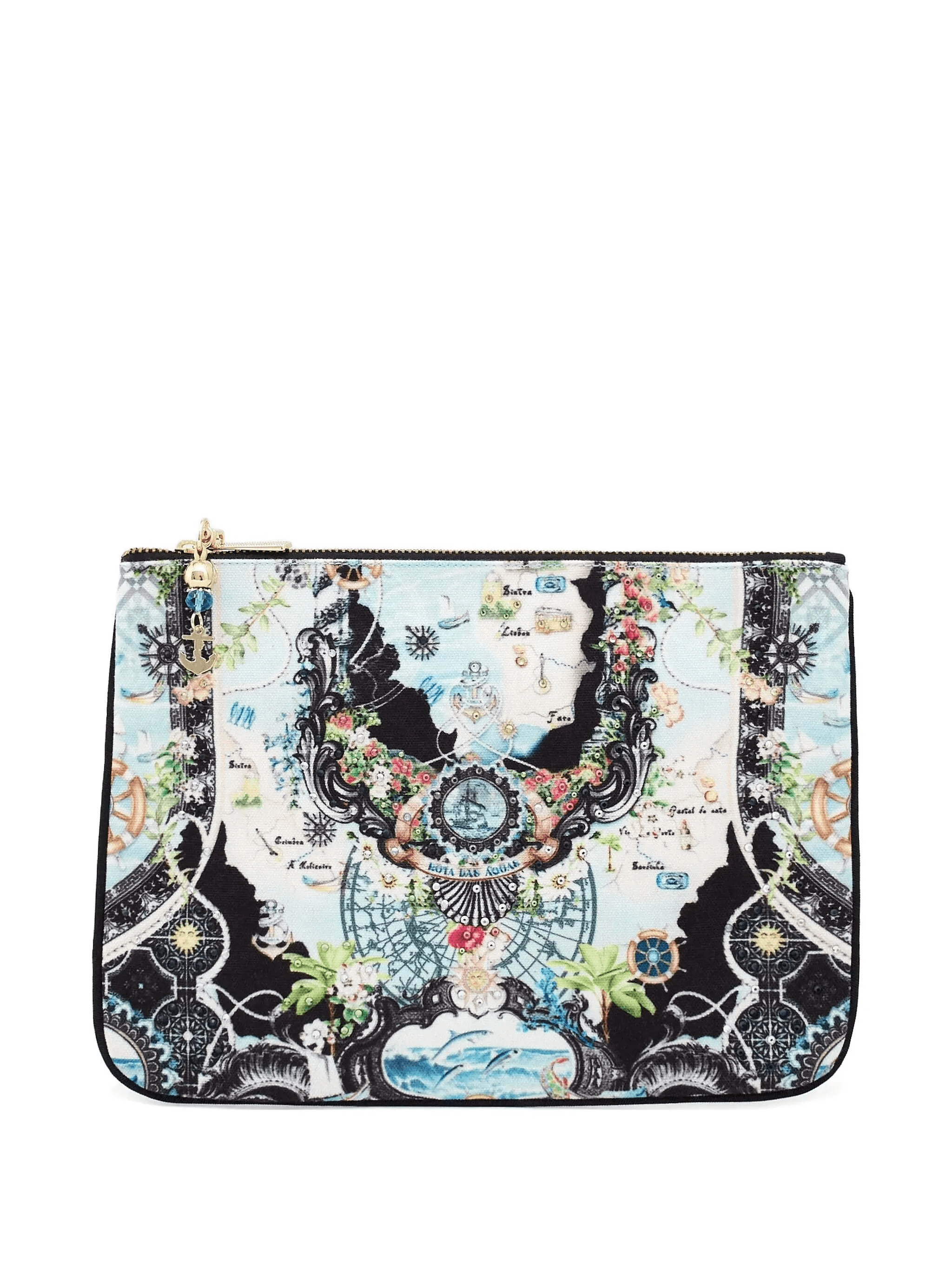 patterned anchor-charm clutch bag - Image 1