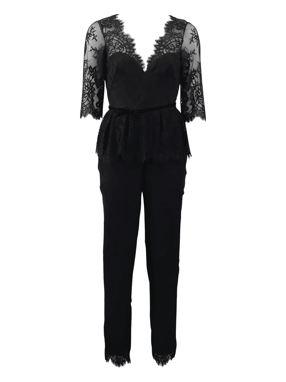 V-neck lace-detail jumpsuit - Image 1