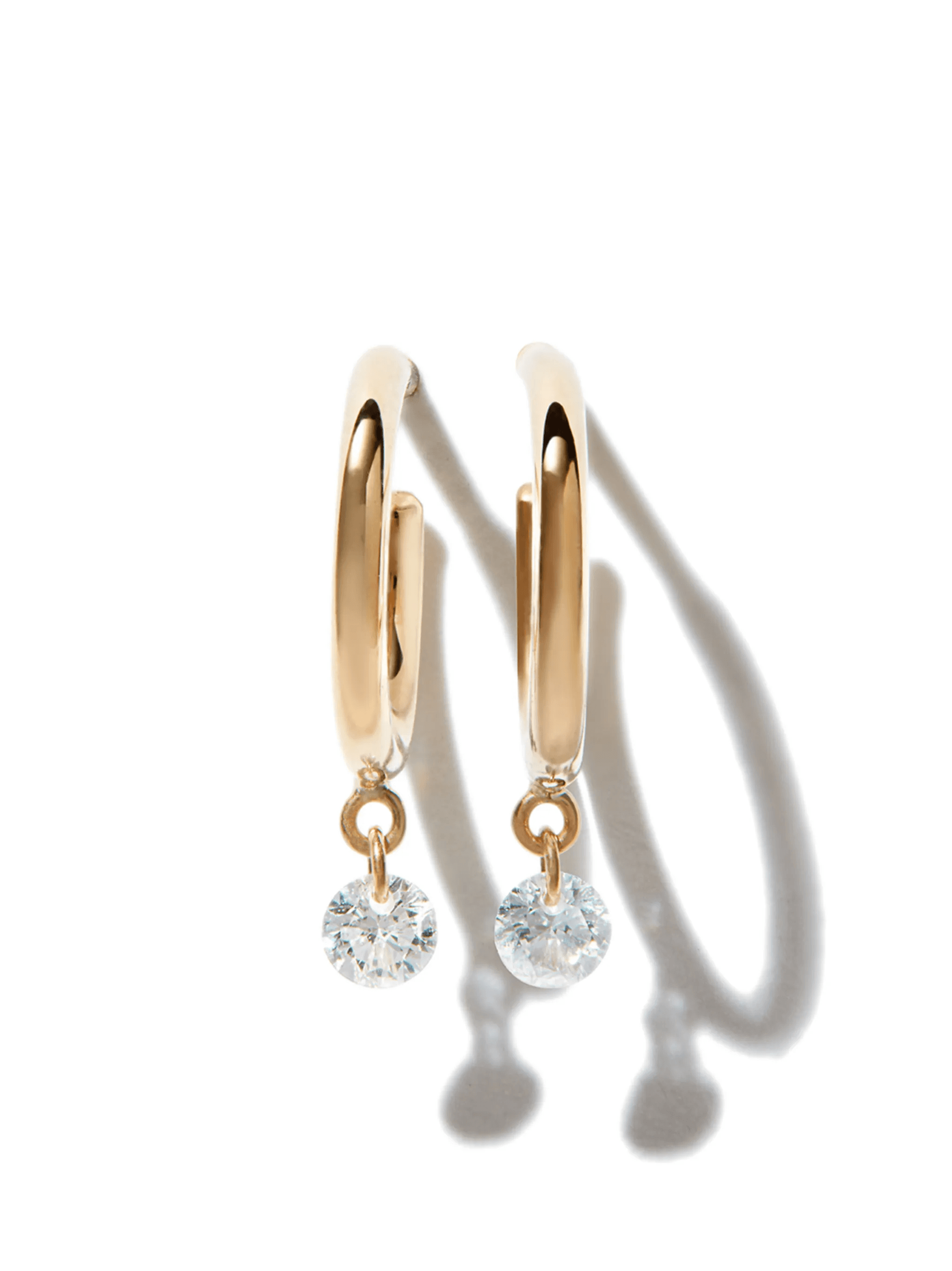18kt yellow gold diamond hoop earrings - Image 1