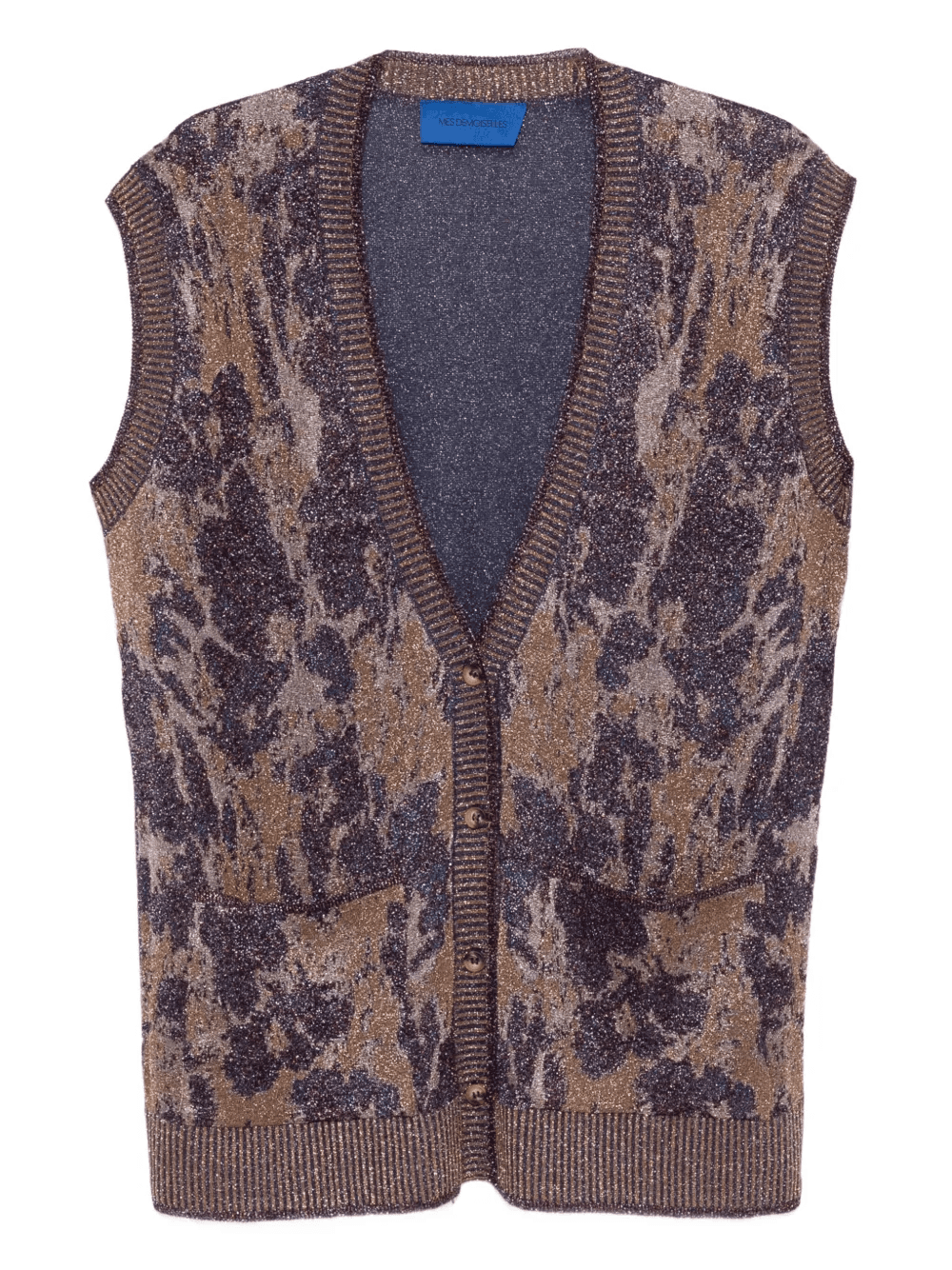 floral-pattern sleeveless cardigan - Image 1
