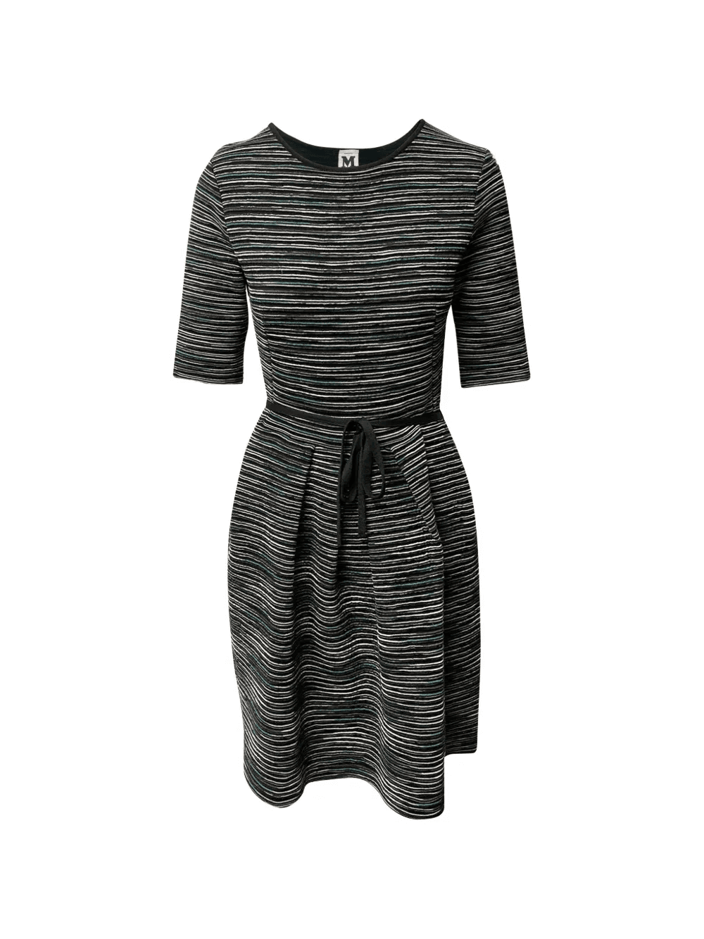 striped-pattern quarter-sleeve dress - Image 1