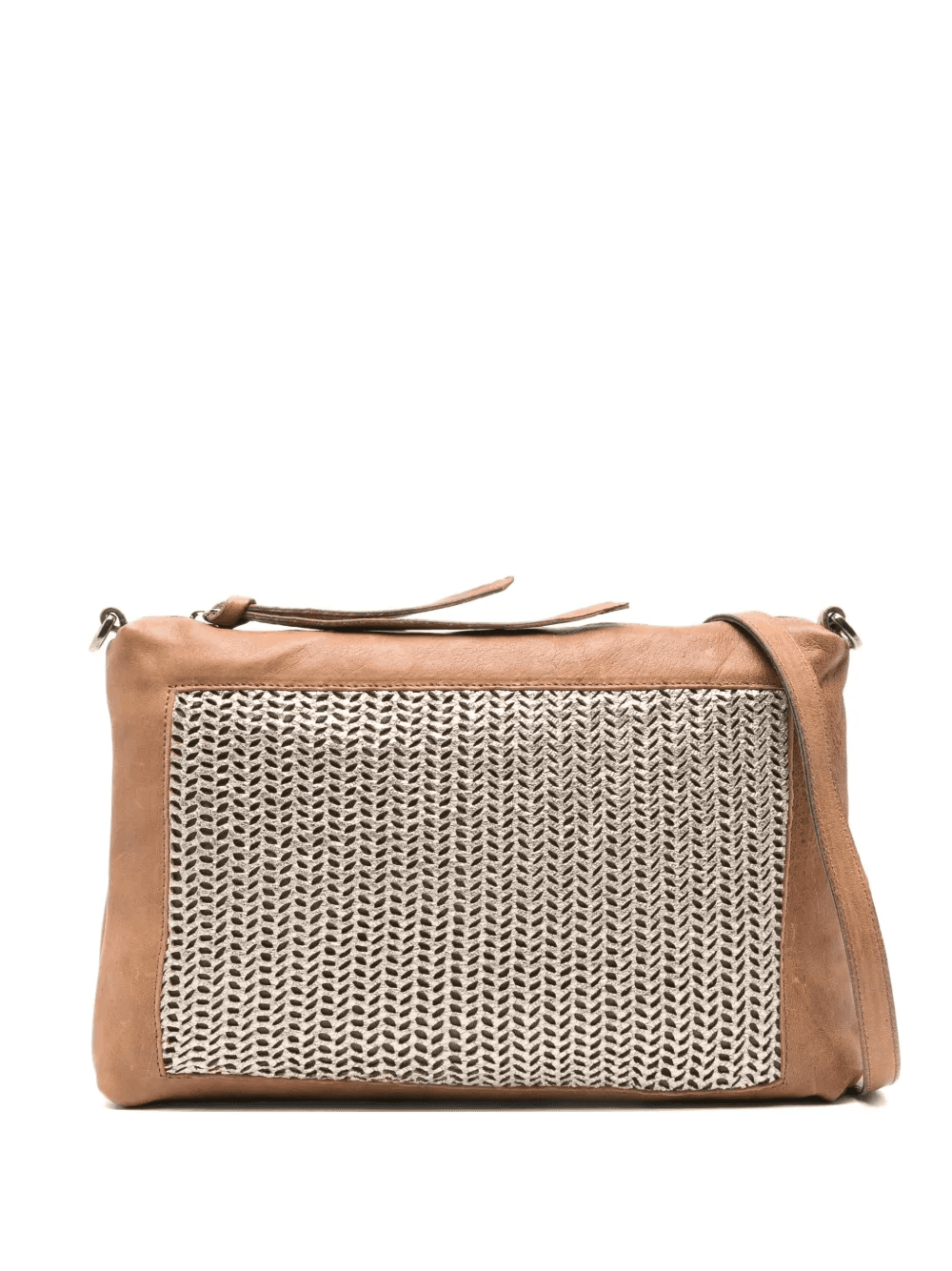 leather woven-panel shoulder bag - Image 1