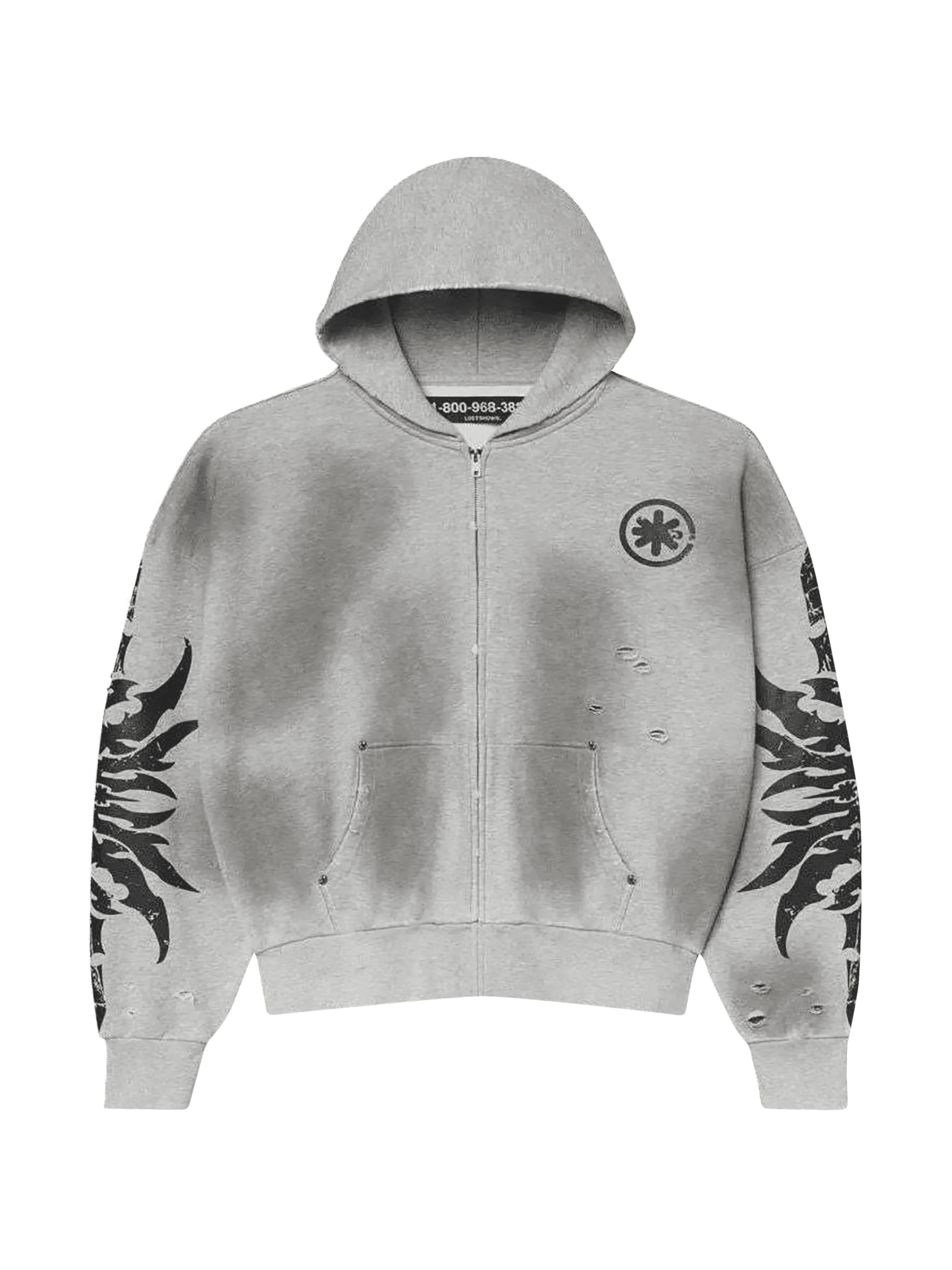 acid wash zip hoodie - Image 1
