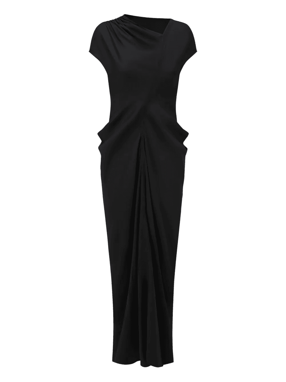 asymmetrical draped midi dress - Image 1
