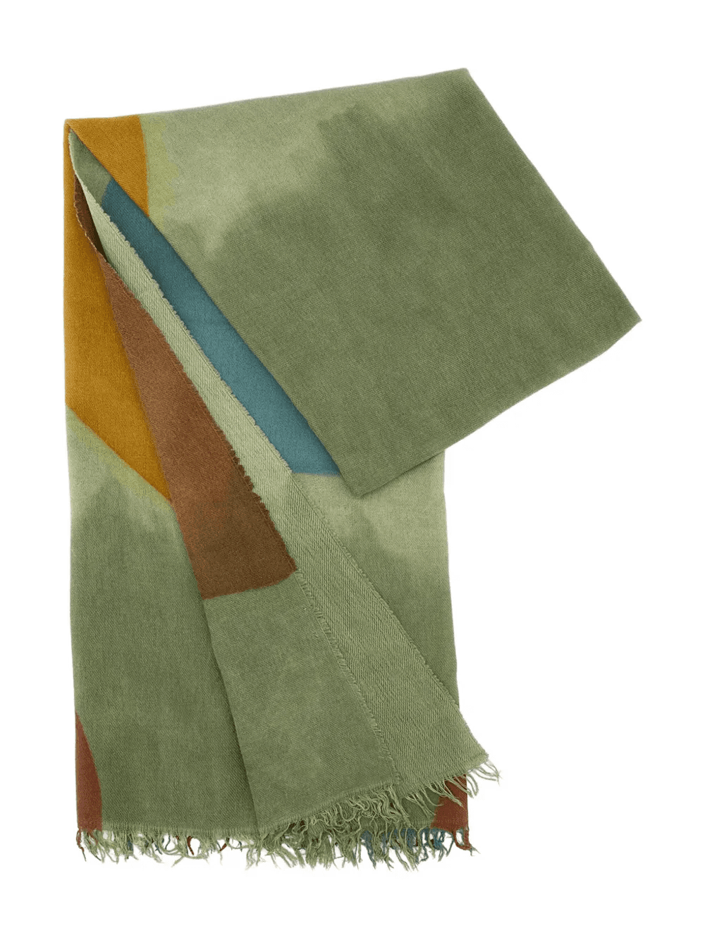 geometric-pattern fringed scarf - Image 1