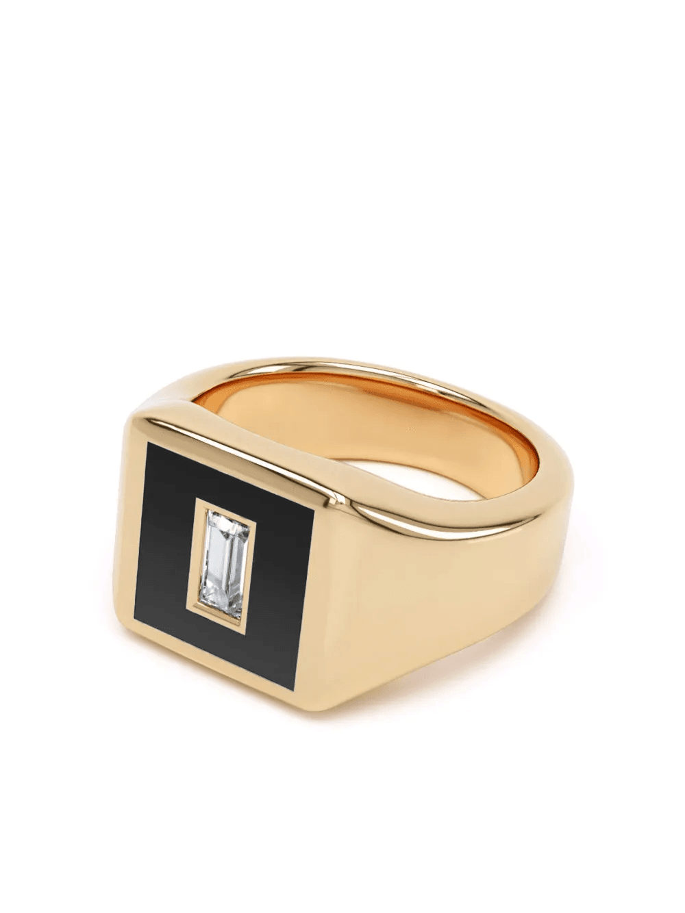 14kt yellow gold Eternity diamond signet ring - Image 1