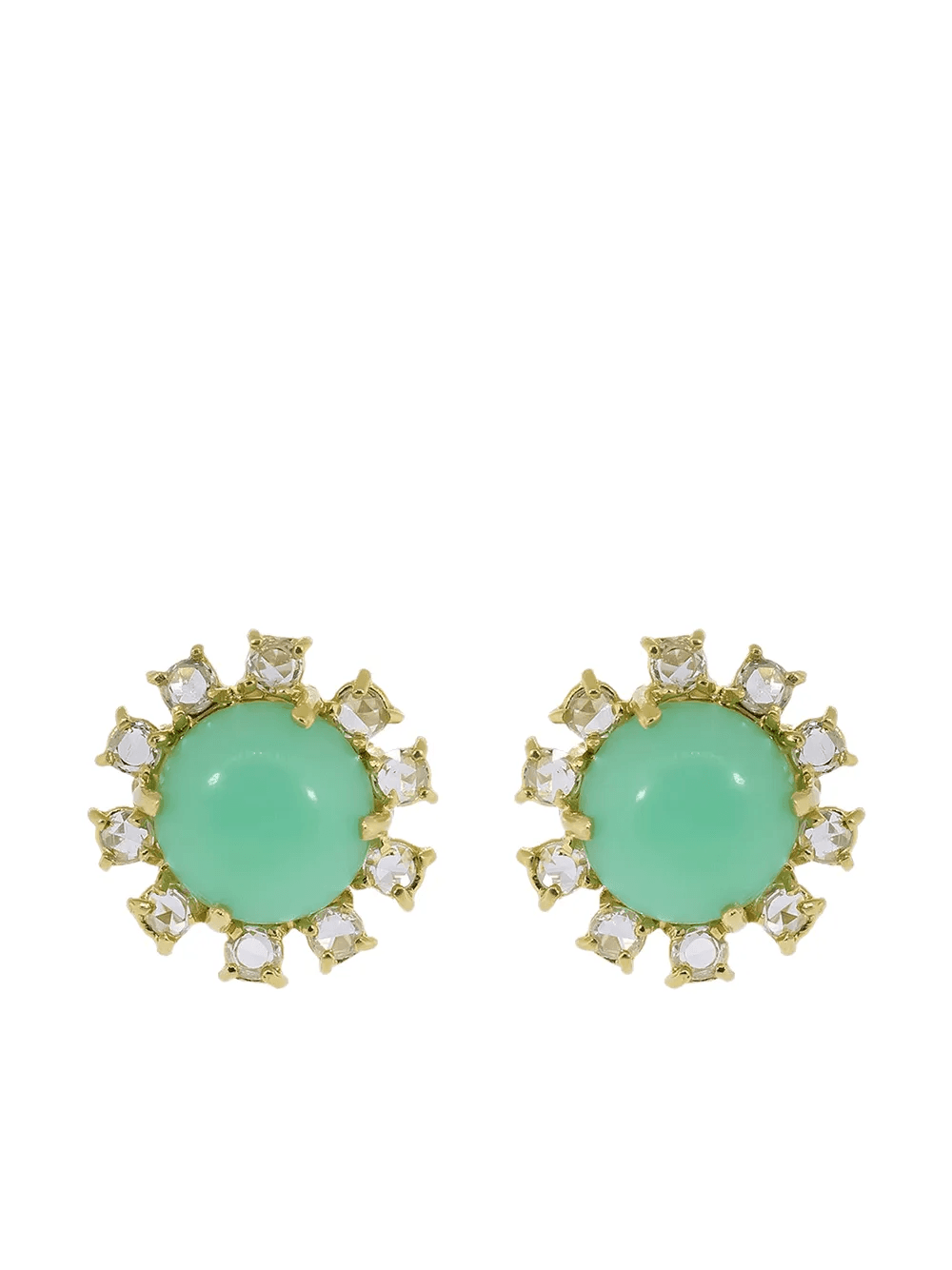18kt yellow gold mint chrysoprase and diamond stud earrings - Image 1