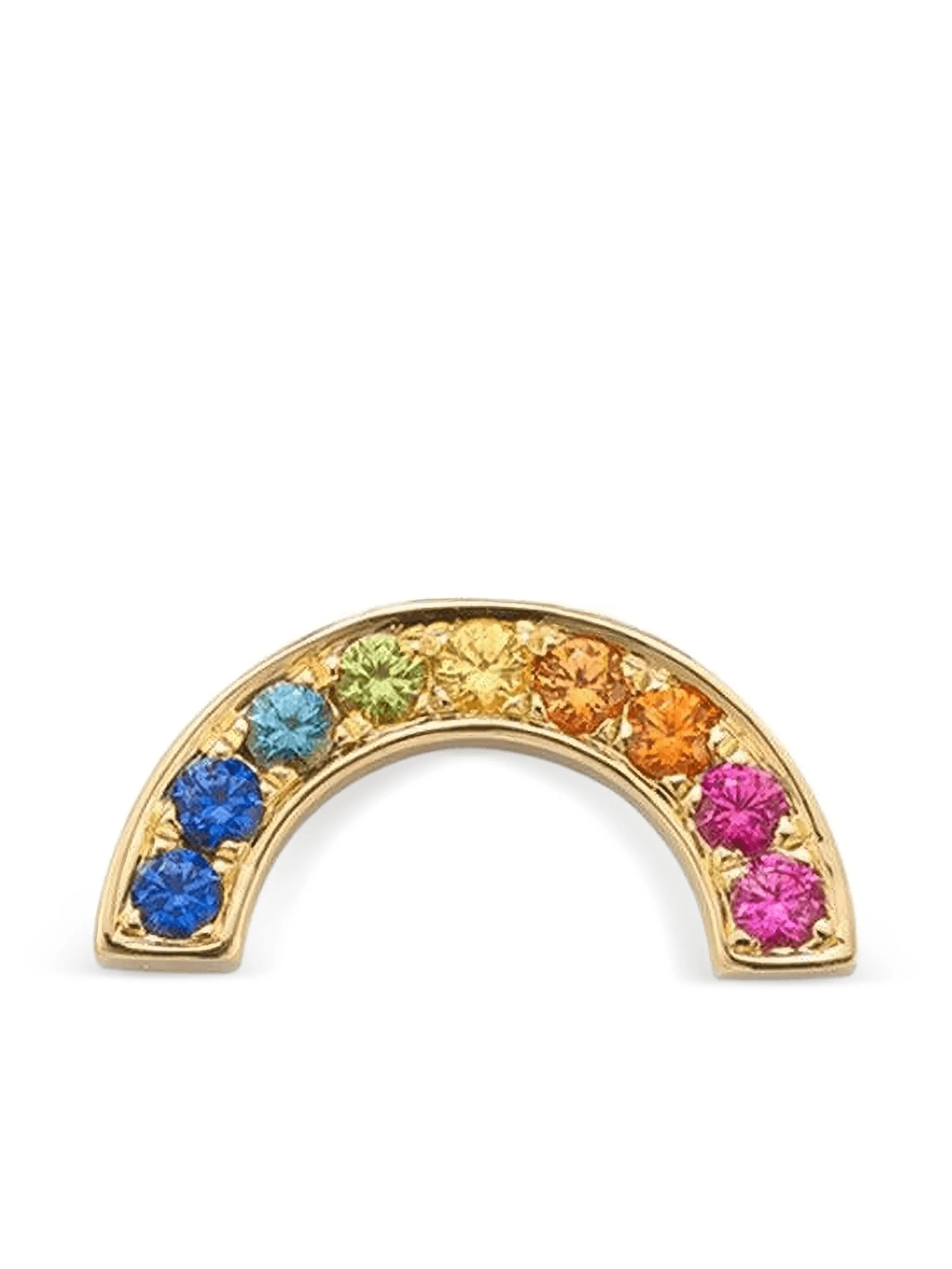14K yellow gold Rainbow sapphire earring - Image 1