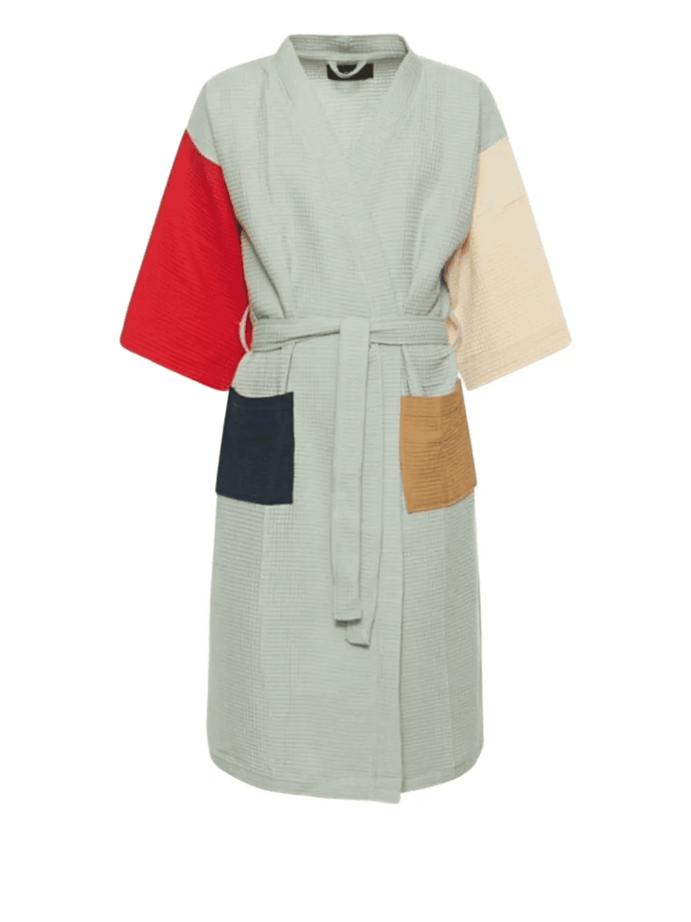 waffle-texture belted bath robe - Image 1