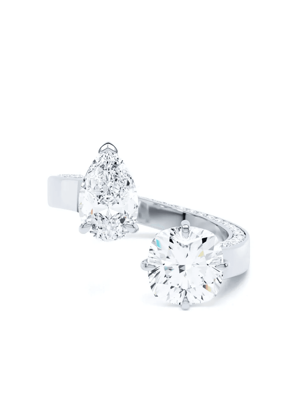 18K white gold Floating diamonds ring - Image 1