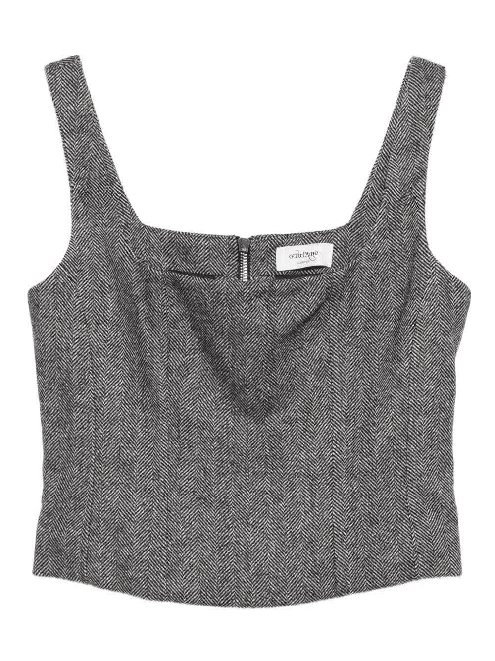 herringbone square-neck top - Image 1