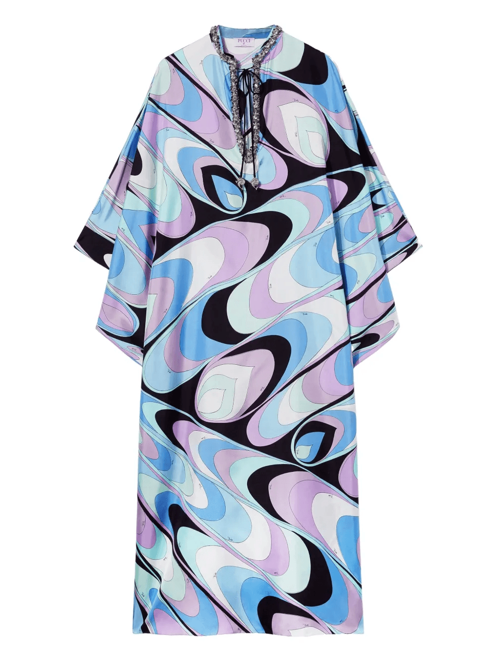 Onde-print silk-twill kaftan - Image 1