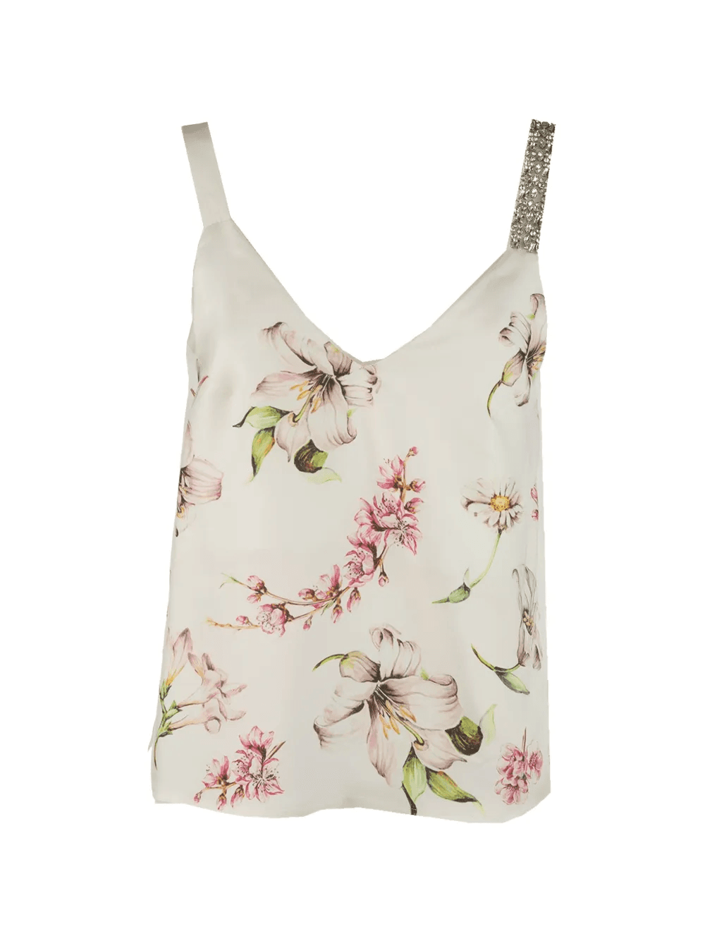 floral-print silk top - Image 1