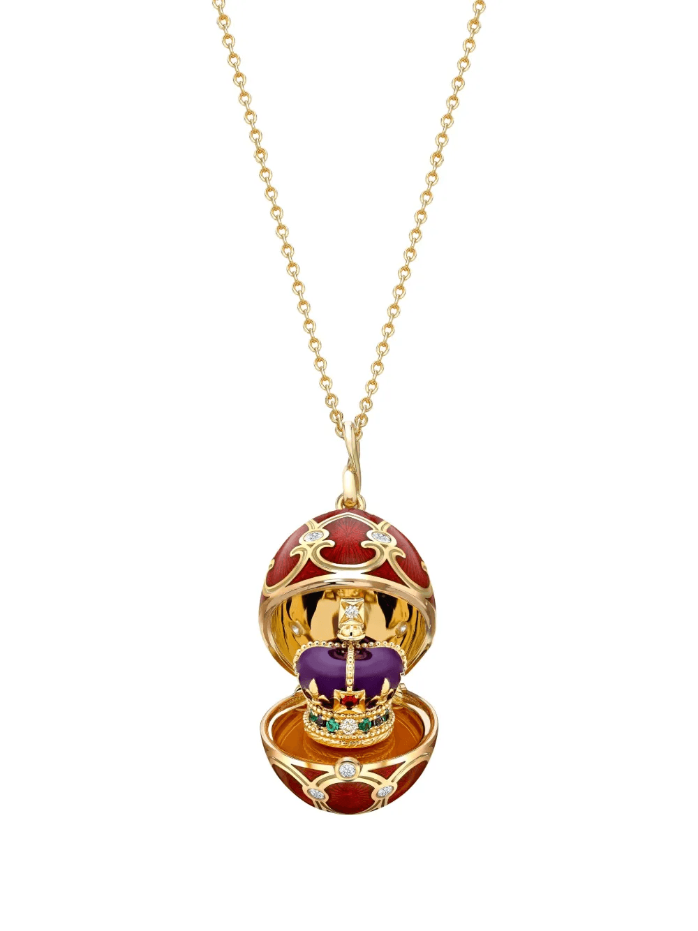 18kt yellow gold Heritage Coronation Crown Surprise diamonds locket pendant - Image 1