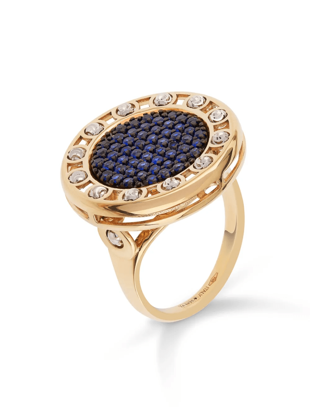 18kt yellow and white gold large SenzaTempo sapphire ring - Image 1