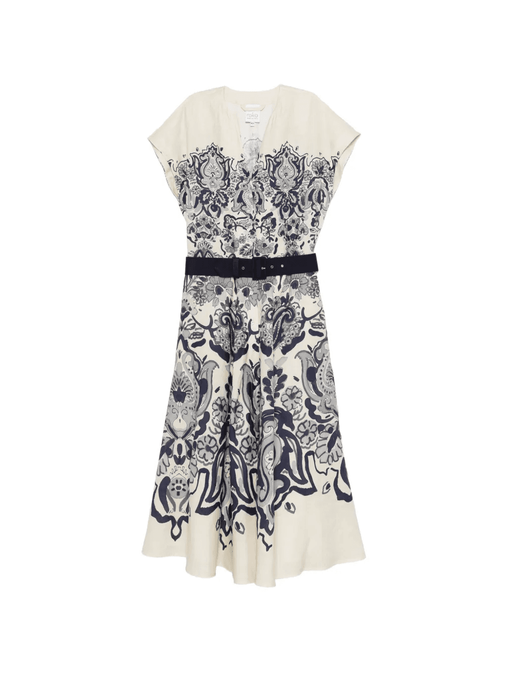 Glady damask-belt midi dress - Image 1