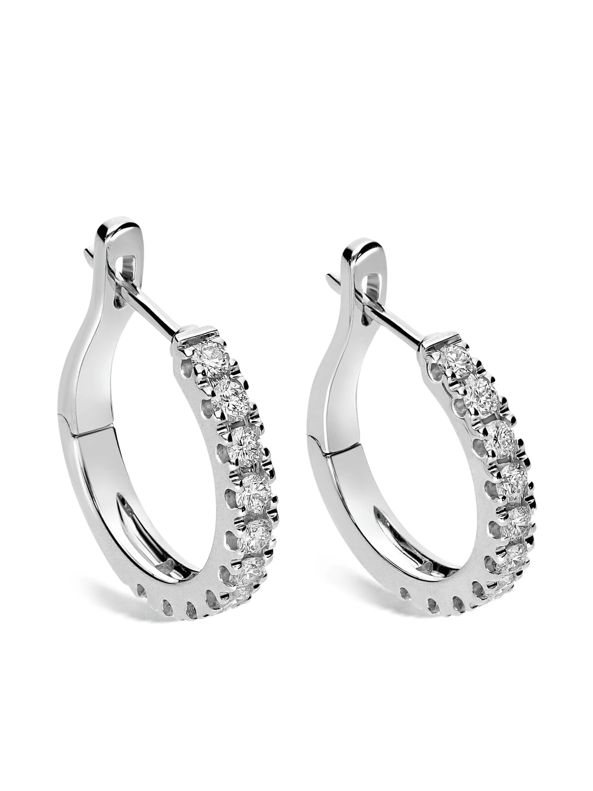 18kt white gold diamond hoop earrings - Image 1