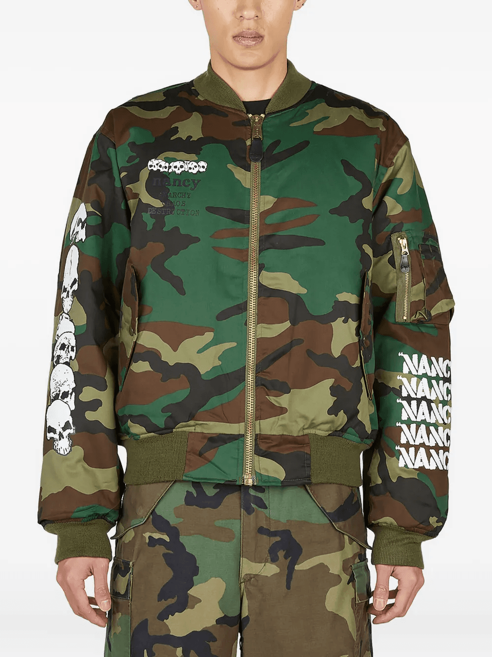 camouflage skull-graphic bomber jacket - Image 1