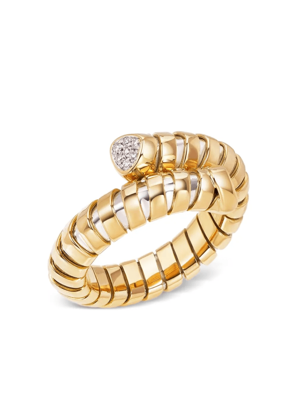 18K yellow gold diamond trisolona ring - Image 1