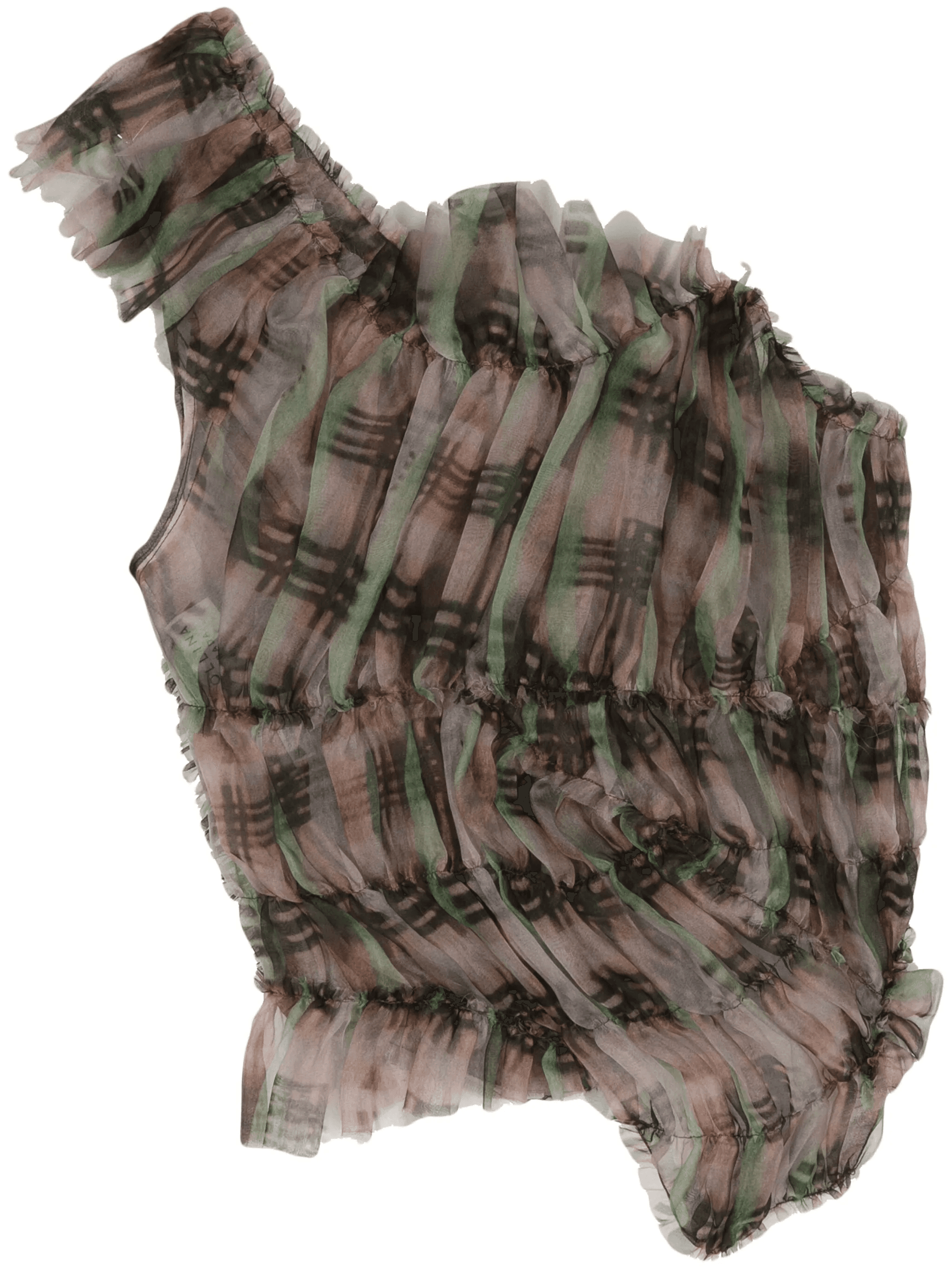 plaid ruffle silk-chiffon top - Image 1