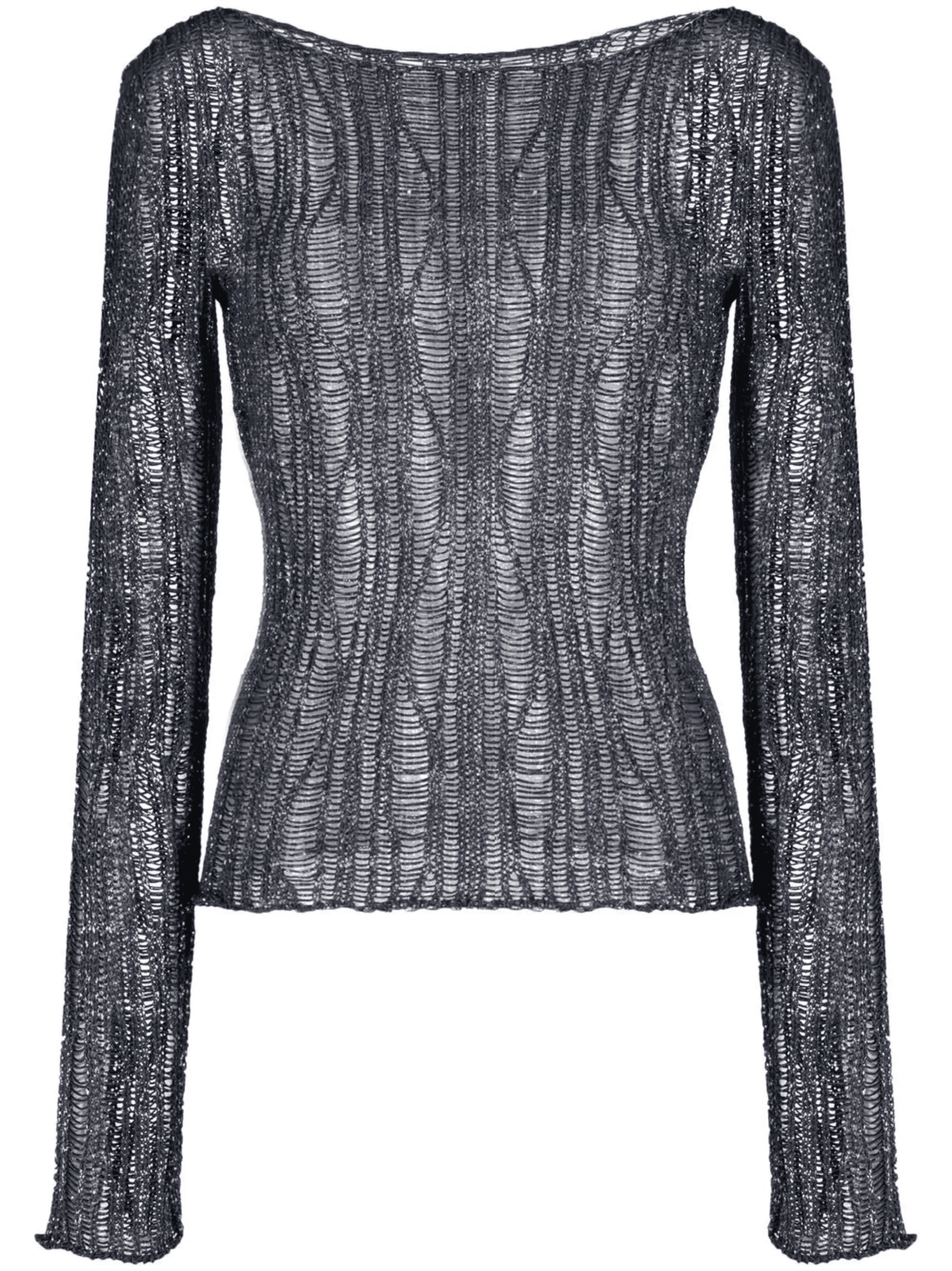 boat-neck open-knit sweater - Image 1