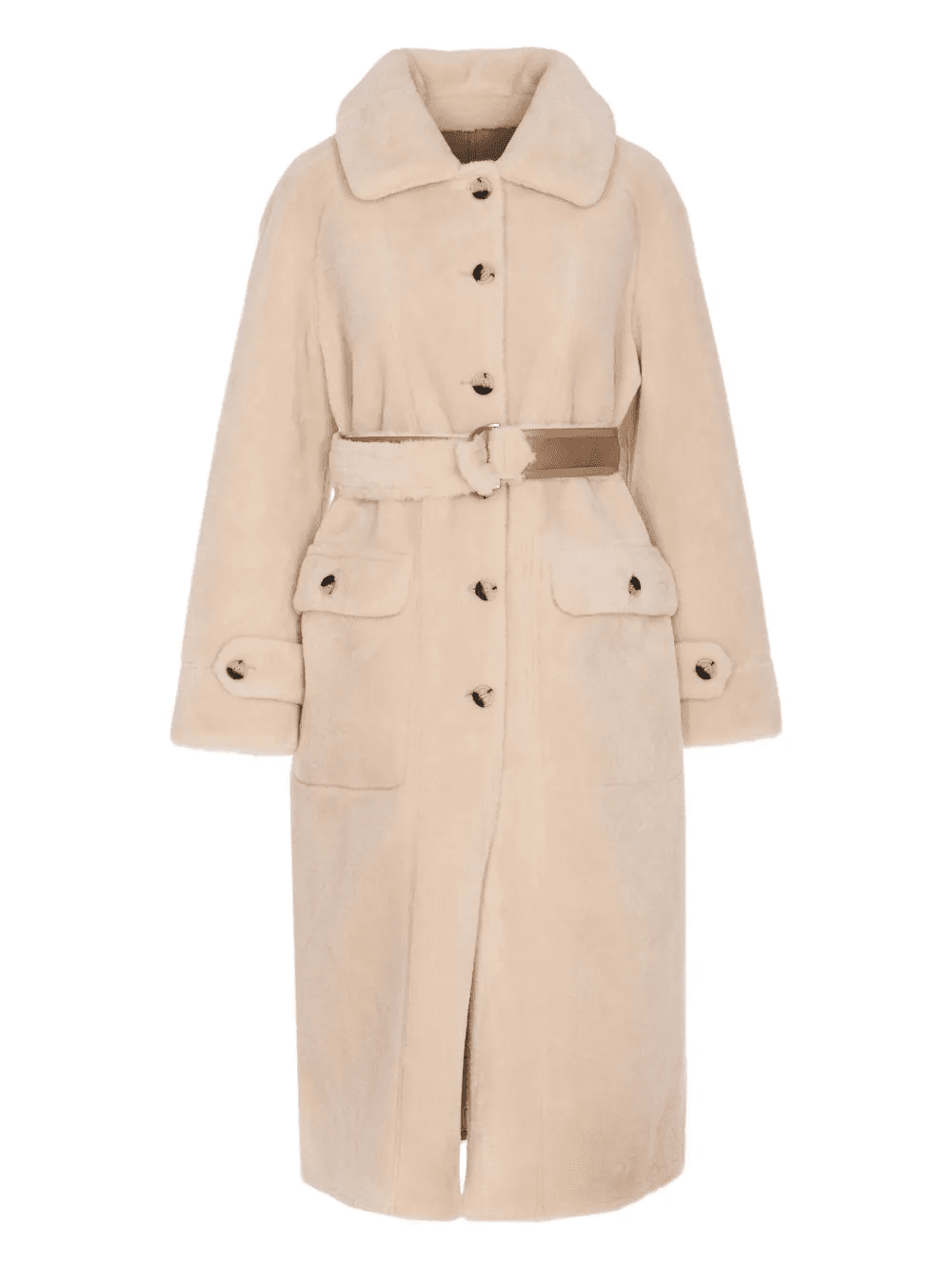 faux-fur belted coat - Image 1