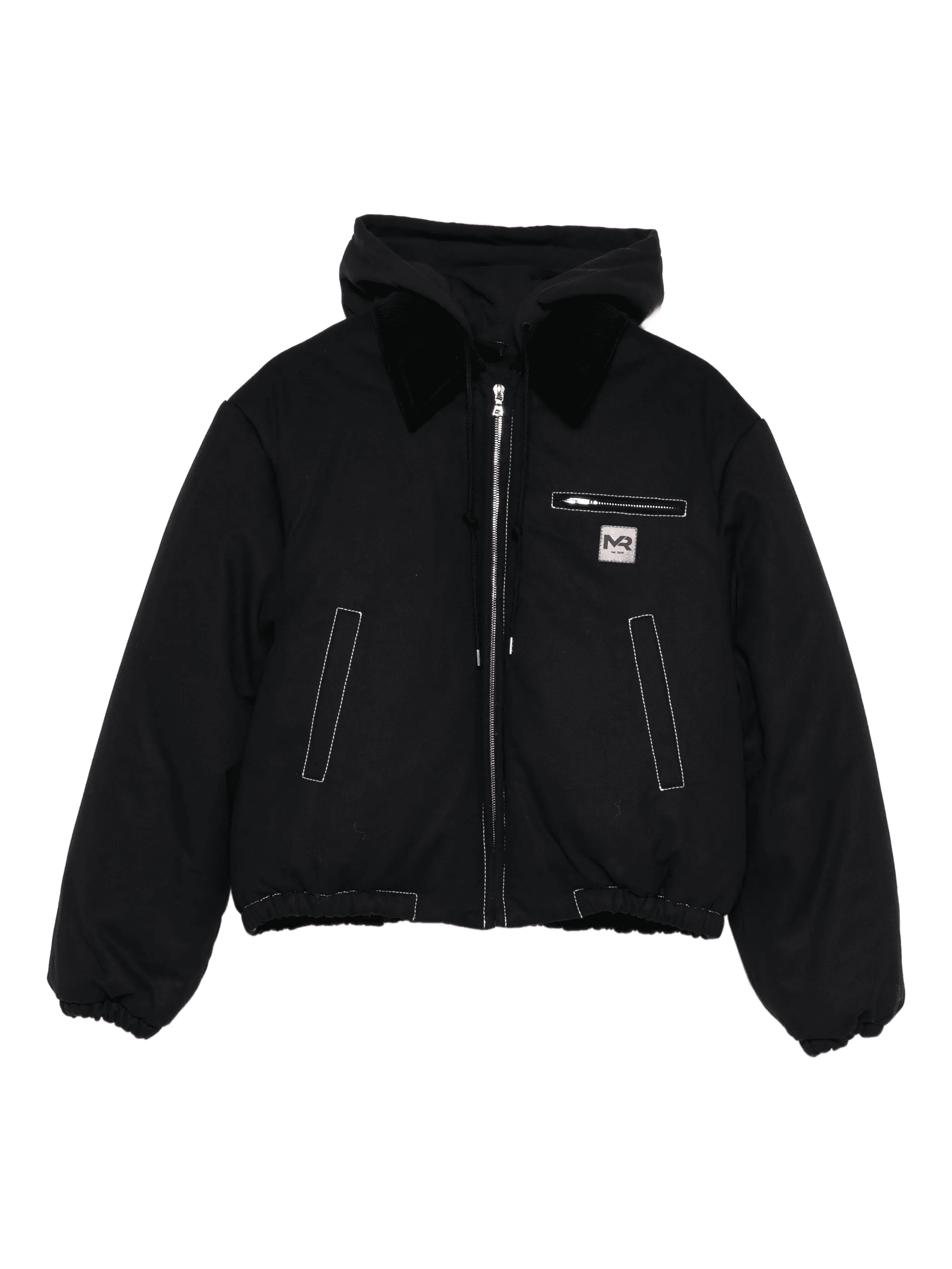 hooded contrast coat - Image 1