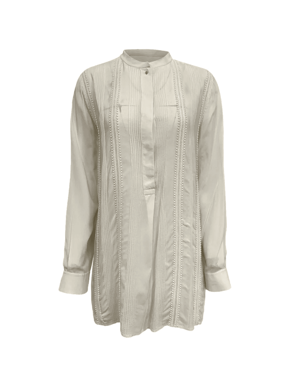 embroidery-trimmed long-sleeve blouse - Image 1