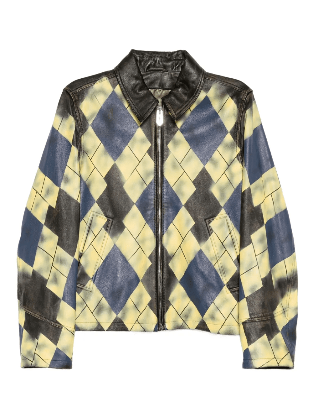 checked leather jacket - Image 1