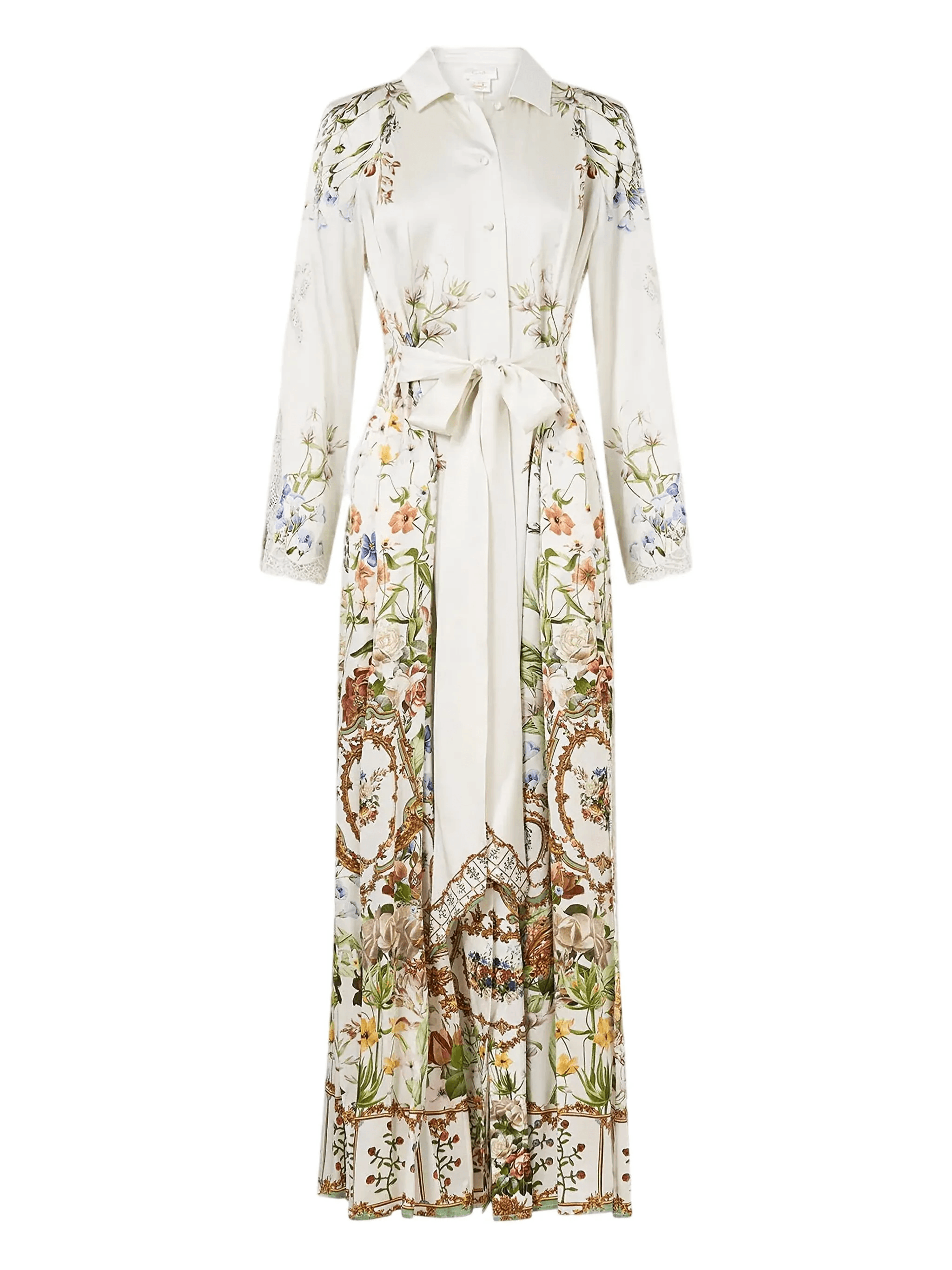 floral-print lace-detail maxi dress - Image 1