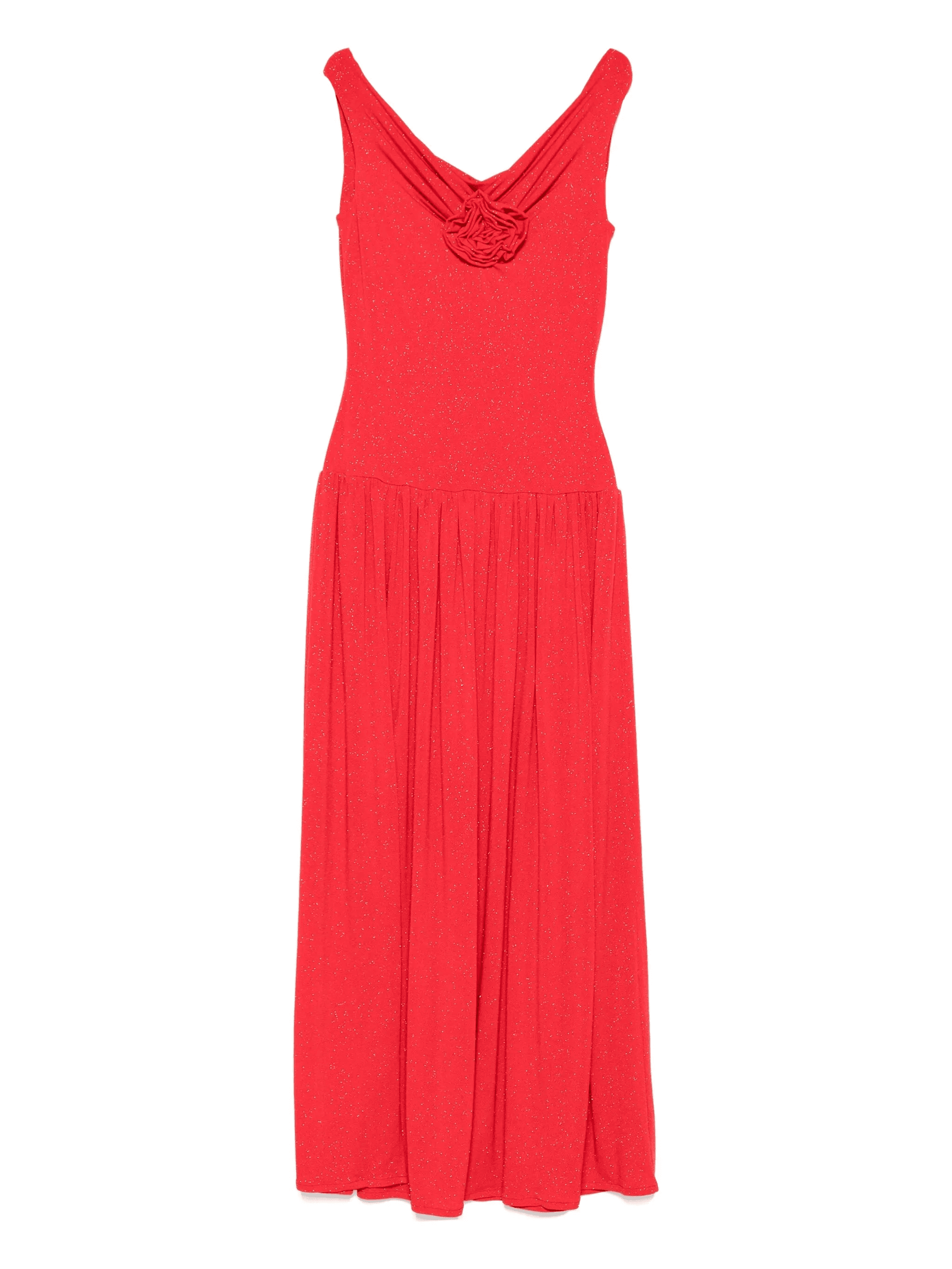 rose-embellished pleated maxi dress - Image 1
