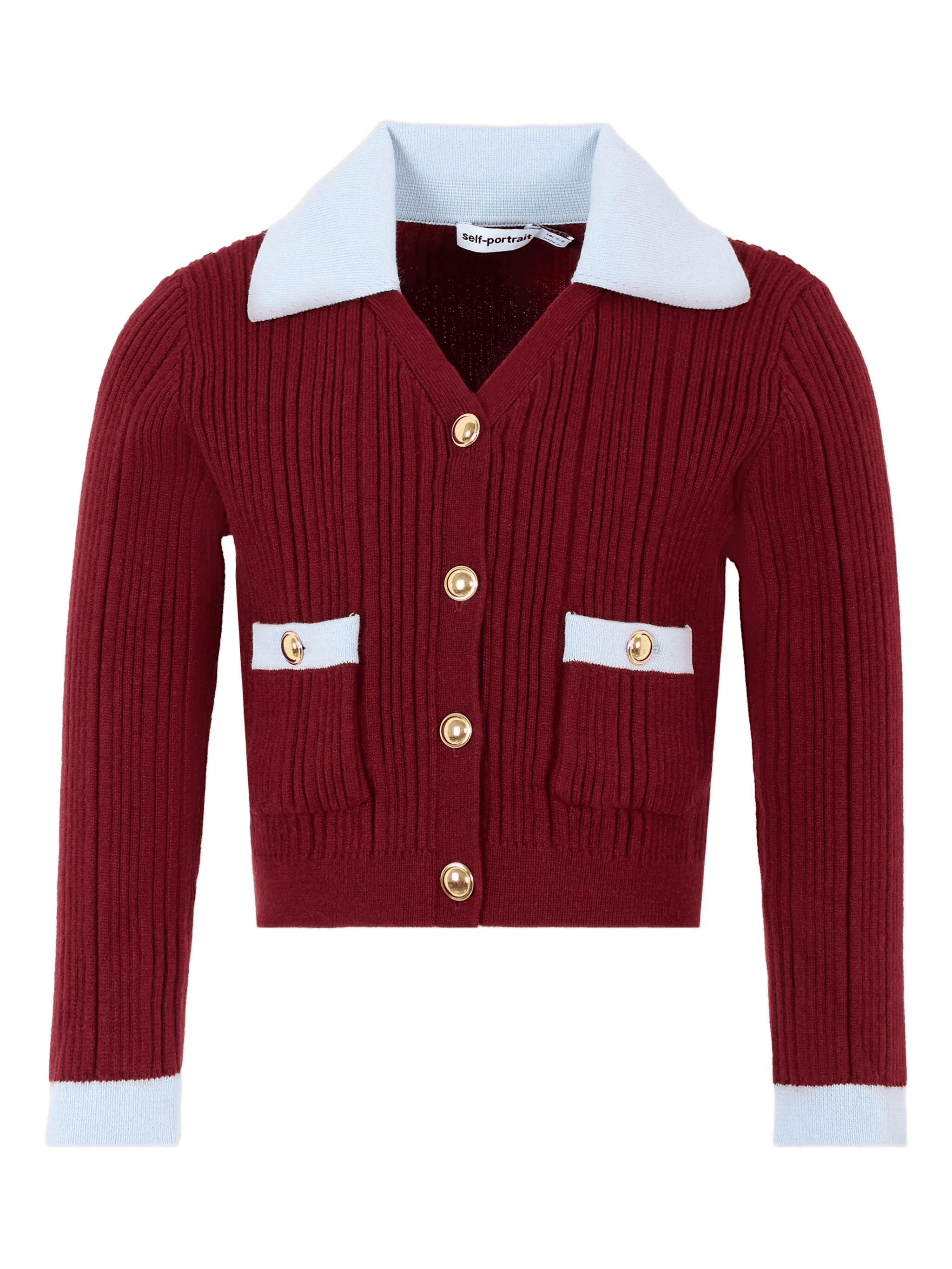 ribbed-knit collar cardigan - Image 1